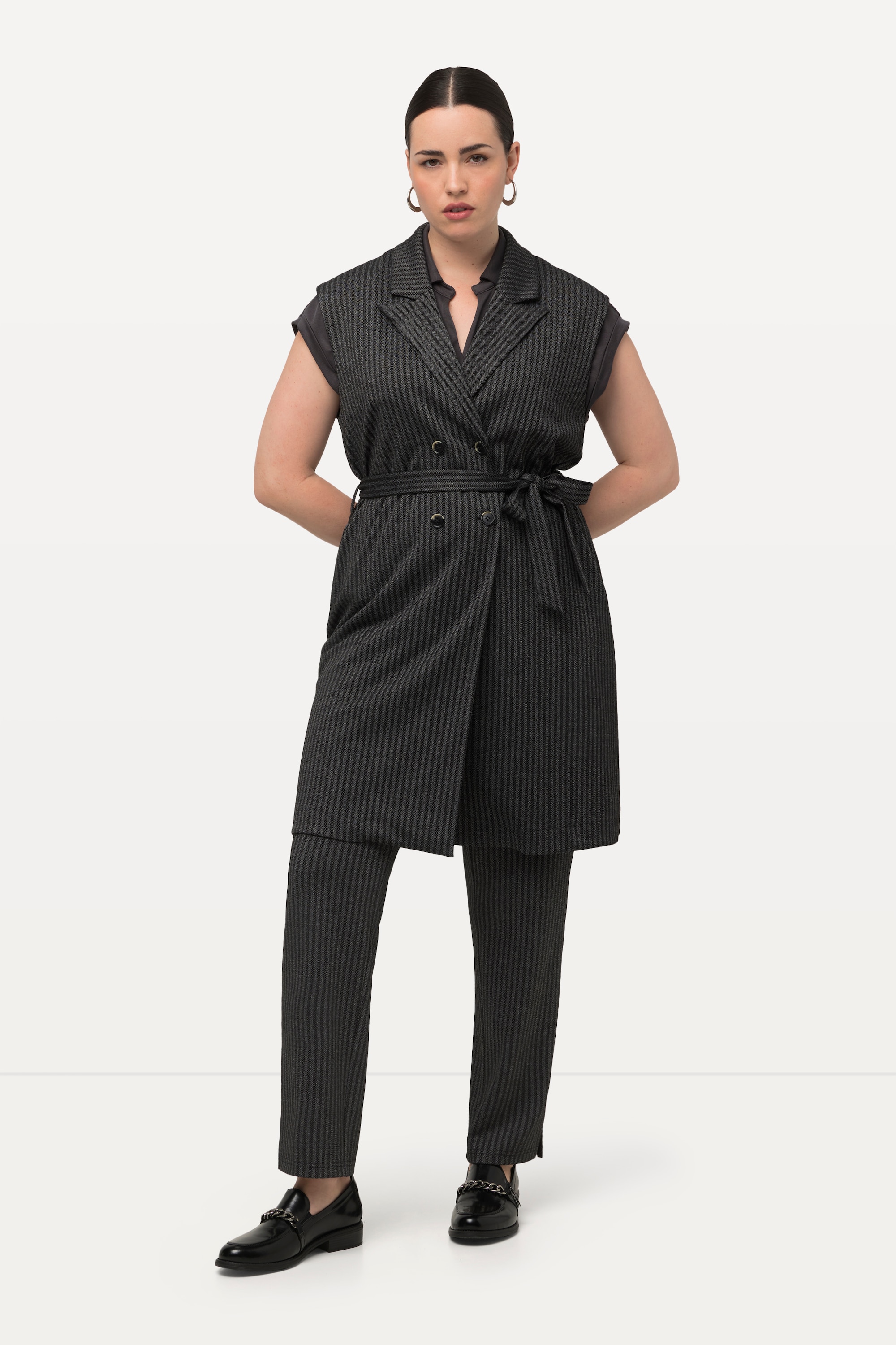 Gilet à rayures, col à revers, ULLA POPKEN