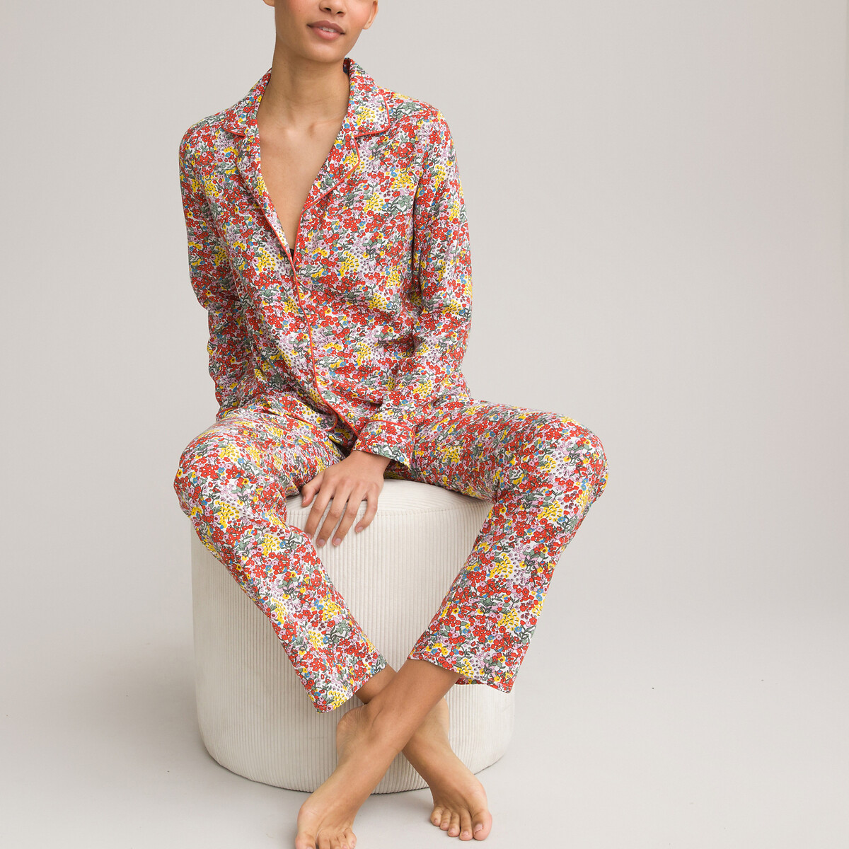Mnemo Pyjama à Carreaux pour Femmes Ensembles de Pyjama en Coton pour l'hiver