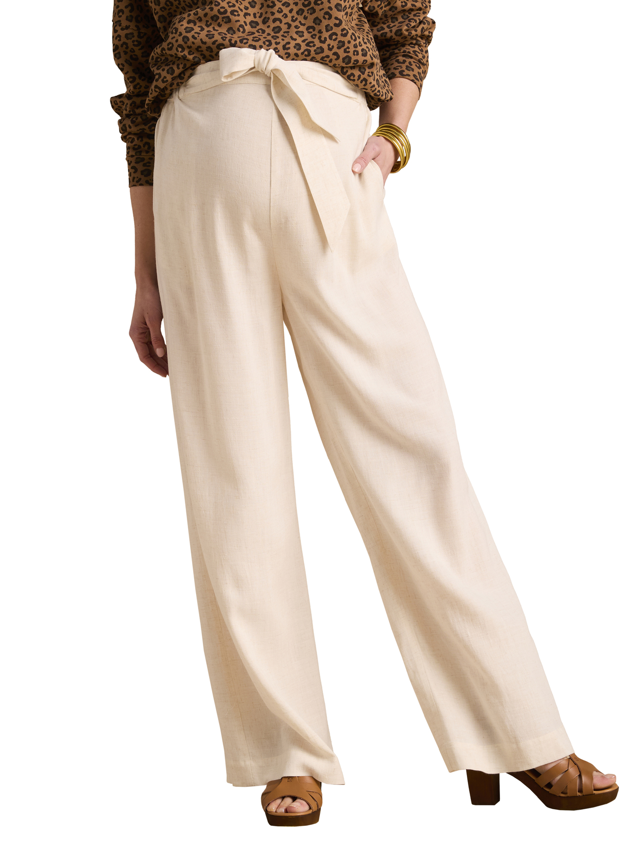 Pantalon large de grossesse matière légère avec lin, ENVIE DE FRAISE