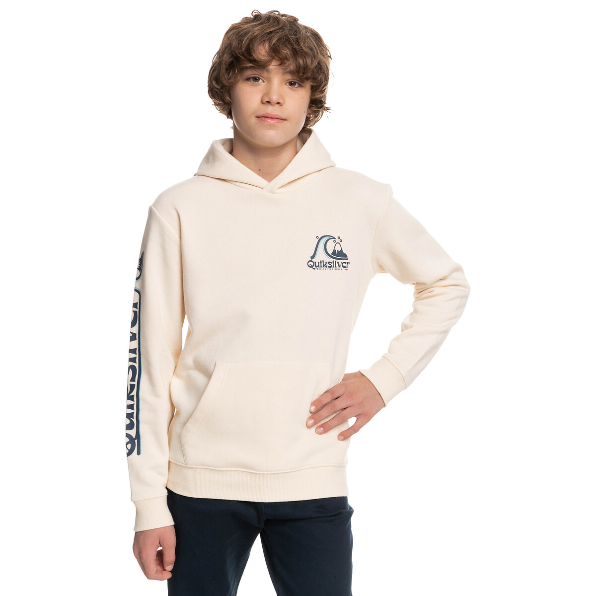 Logo print hoodie in cotton mix white 