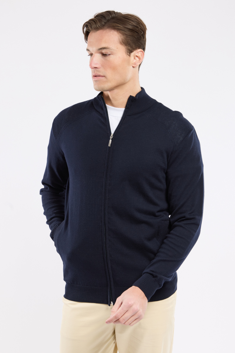 Cardigan zippé en coton, GUY DE BERAC