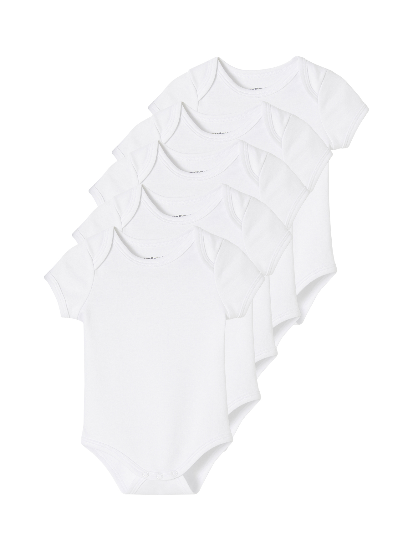 Lot de 5 bodies en interlock manches courtes ouverture US BASICS, VERTBAUDET