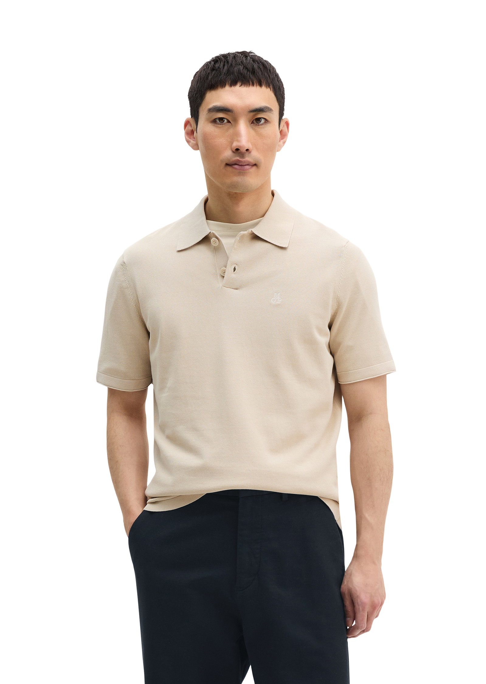 Polo en tricot régulier en coton biologique certifié, MARC O'POLO