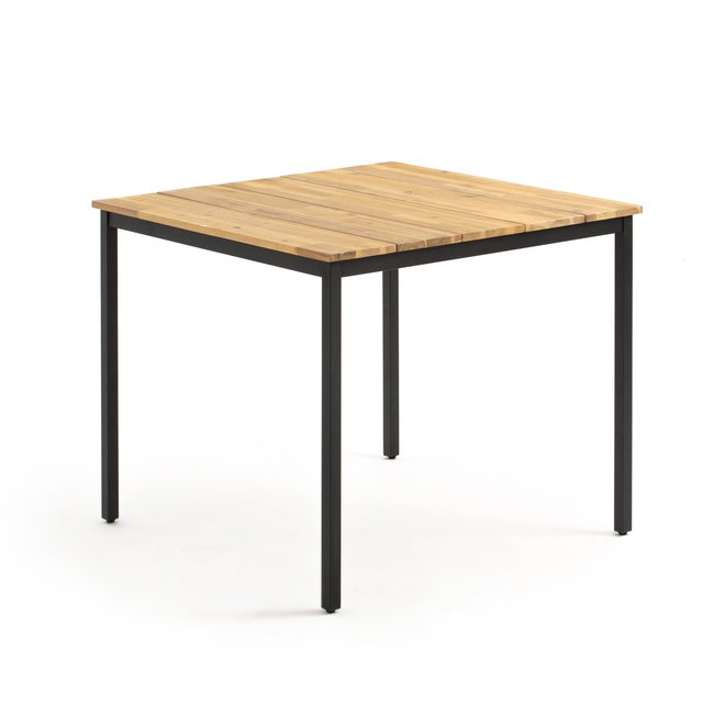 Mesa de jardín cuadrada, Hiba negro/madera <span itemprop=
