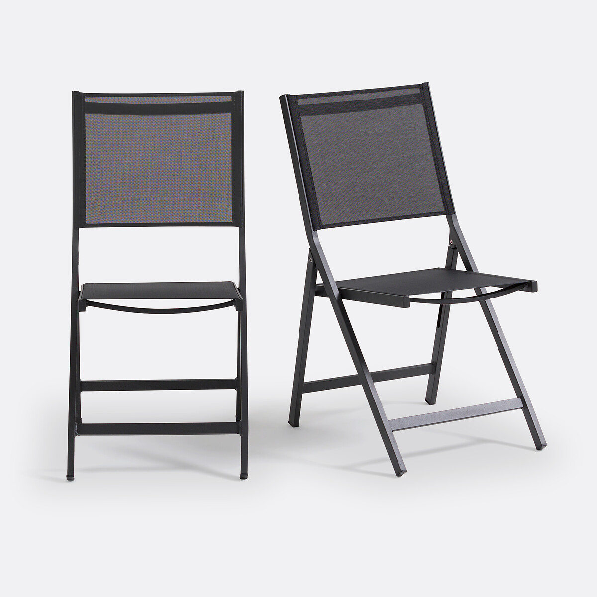 Lot de 2 chaises pliantes, alu, Zory
