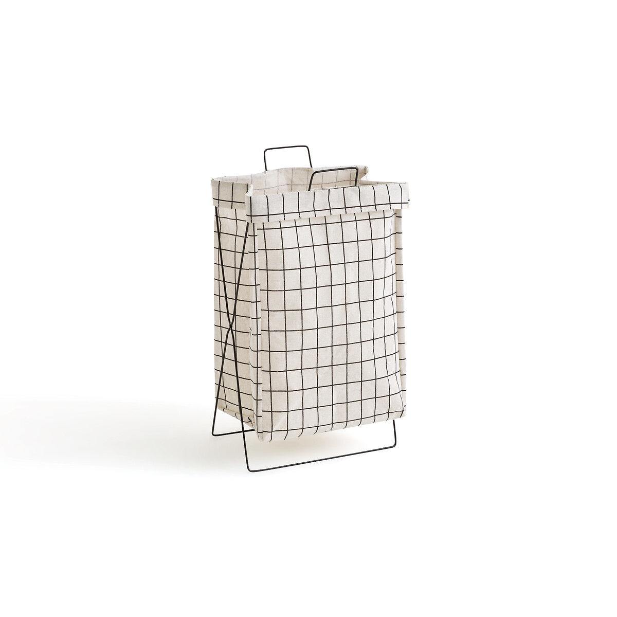 Plia Foldable Checked Polycotton Laundry Basket