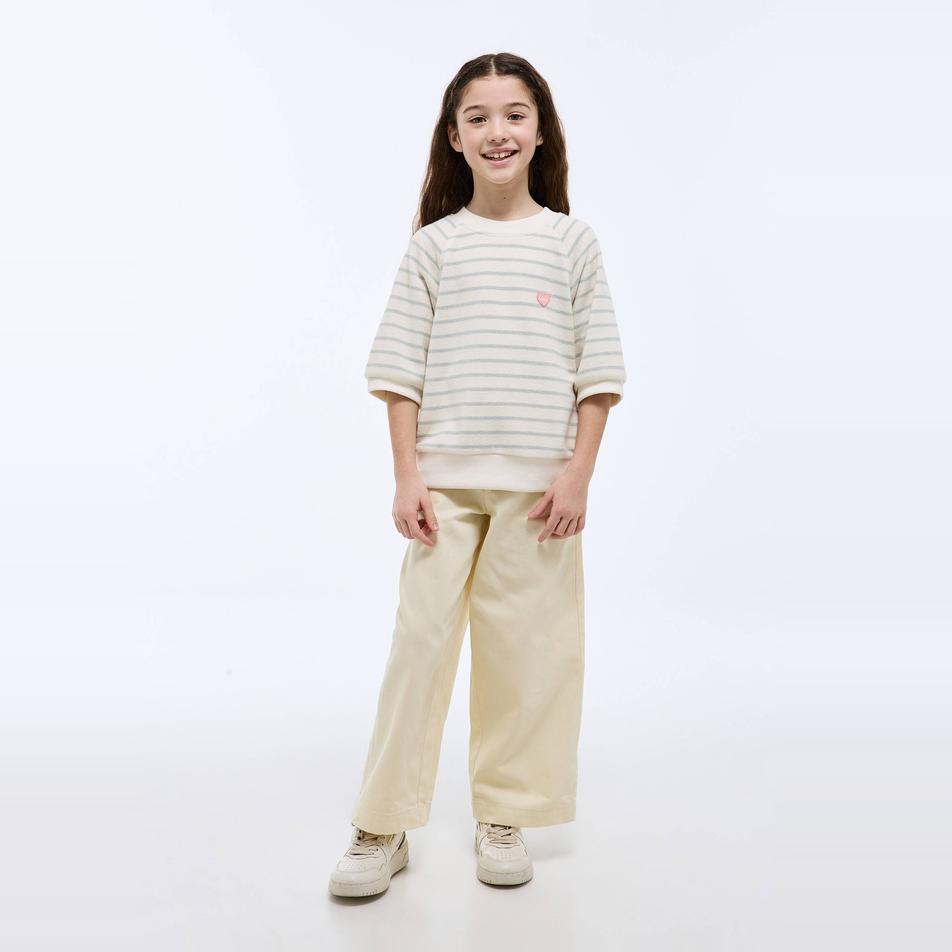 Pantalon droit uni en coton, MONOPRIX
