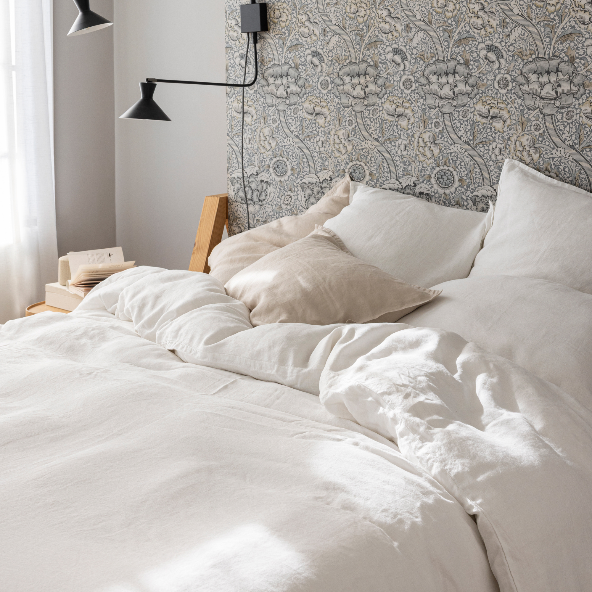 Housse de couette en chanvre lavé, CHANVRE DÉLICAT, BLANC CERISE