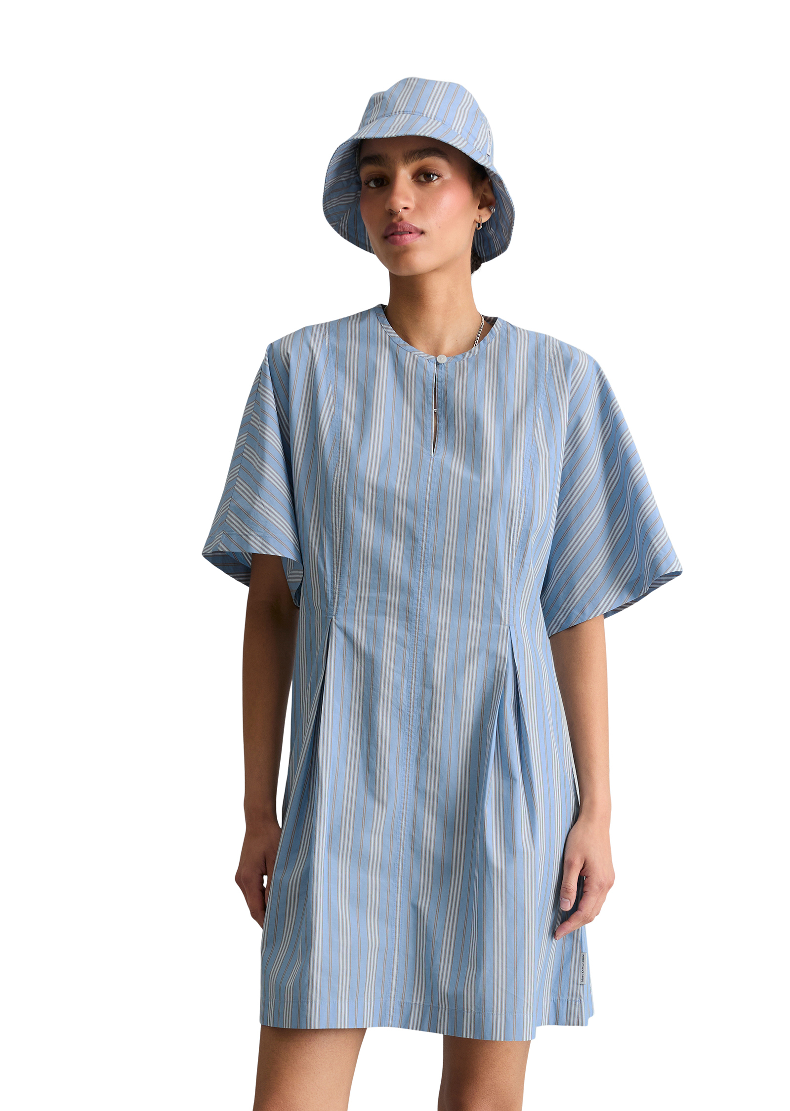 Robe rayée flared en popeline Papertouch, MARC O’POLO DENIM