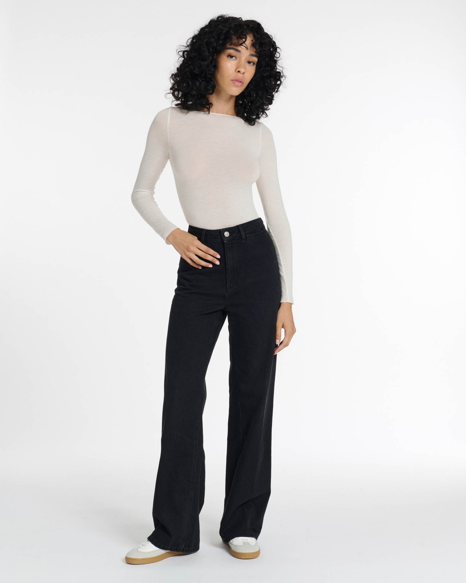 JEANS DROIT LARGE TAILLE HAUTE DENIM CONFORT, LABDIP