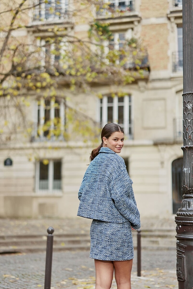 Veste Courte En Tweed Gris Vanessa Bruno Athé - Taille 38 - Occasion Très Bon état