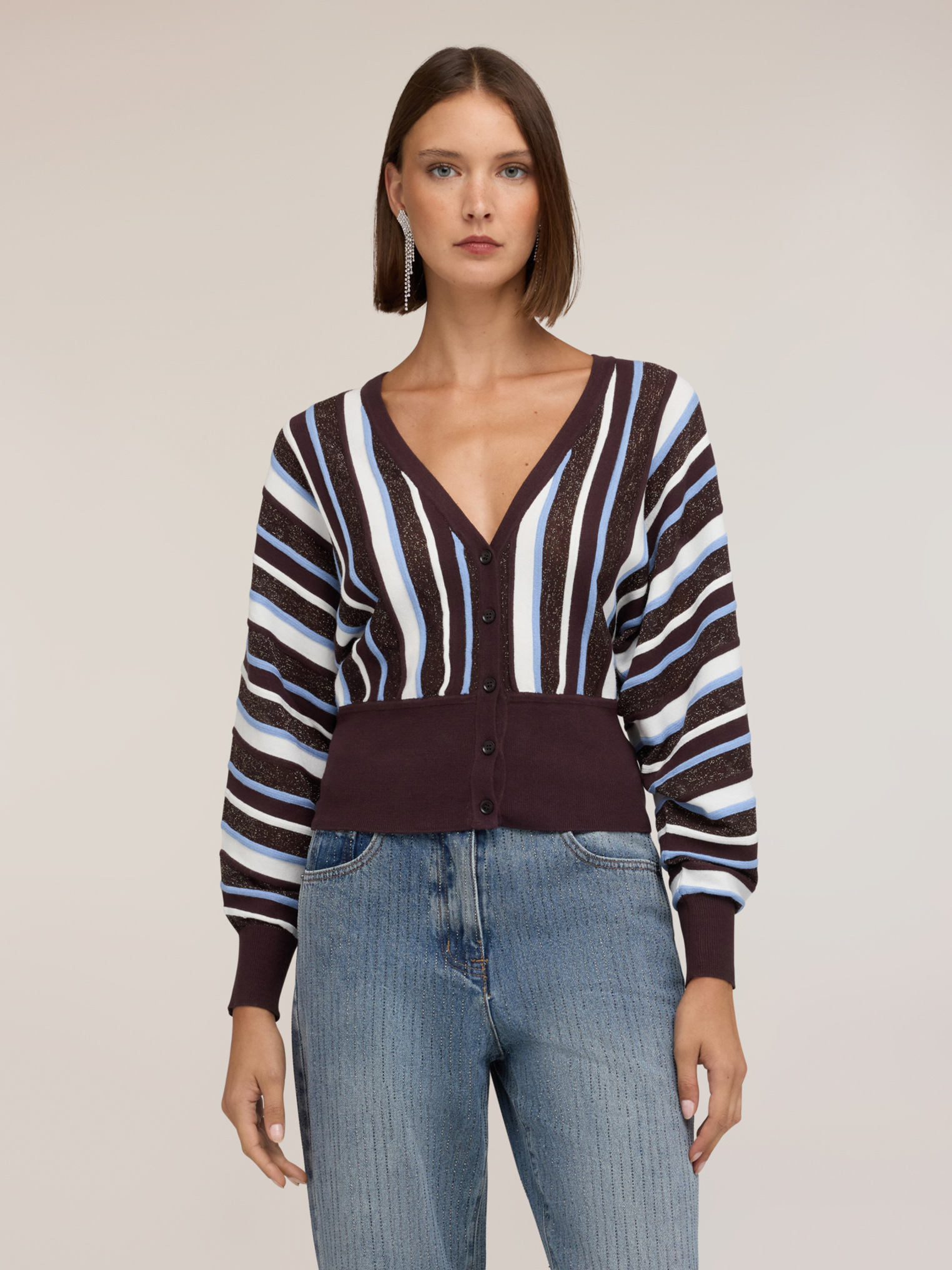 Cardigan rayé à manches kimono, MOTIVI