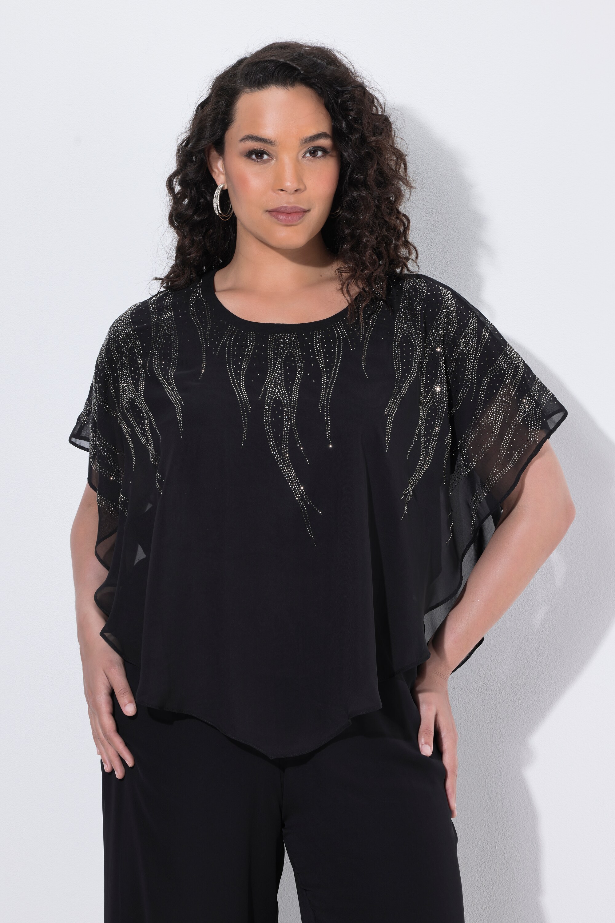 Blouse en mousseline doublée, ULLA POPKEN