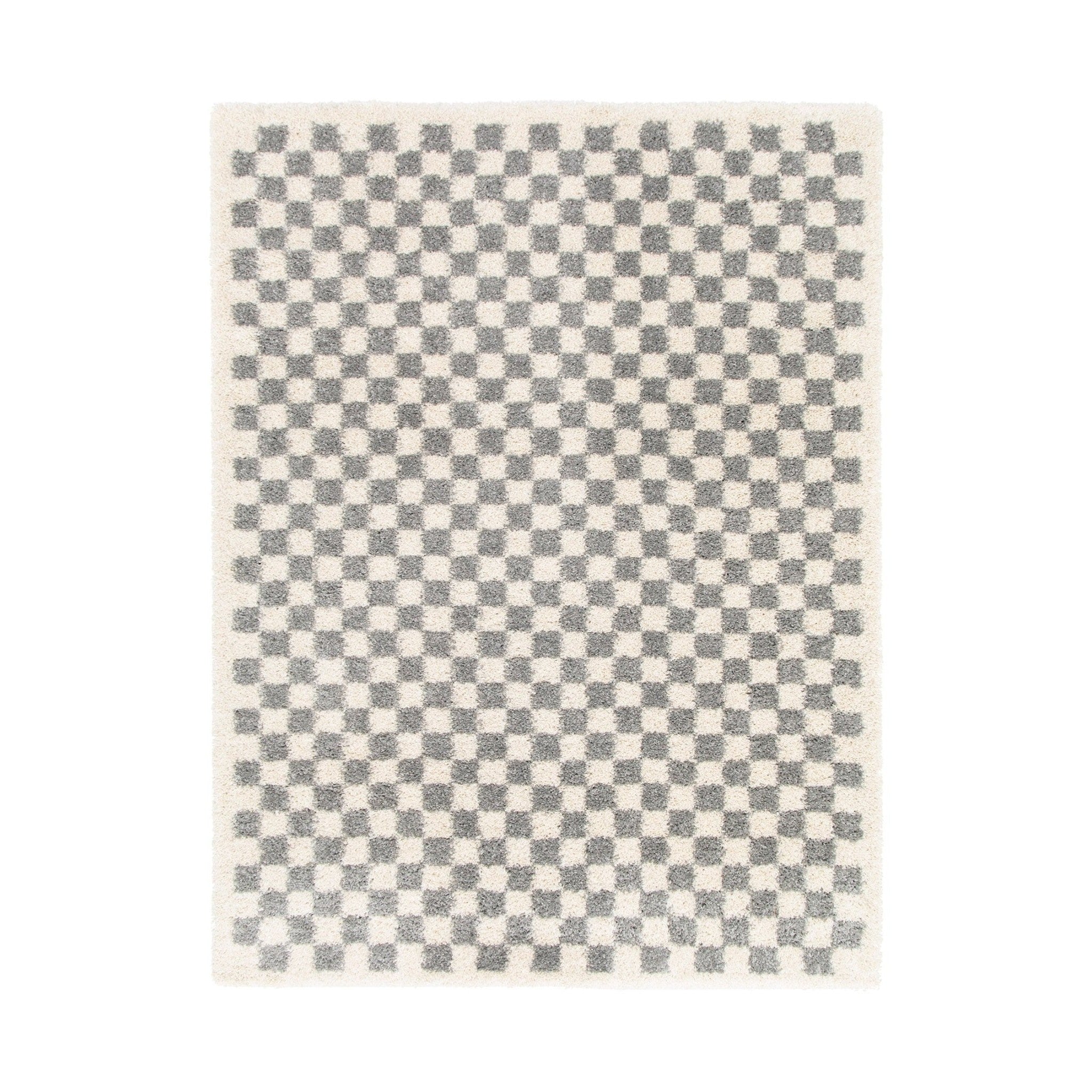 Tapis damier poils longs doux et volumineux CHECKERS, AFK LIVING