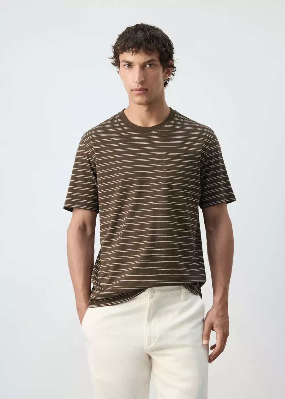 T-shirt regular fit en mélange de coton et lin, MANGO MAN