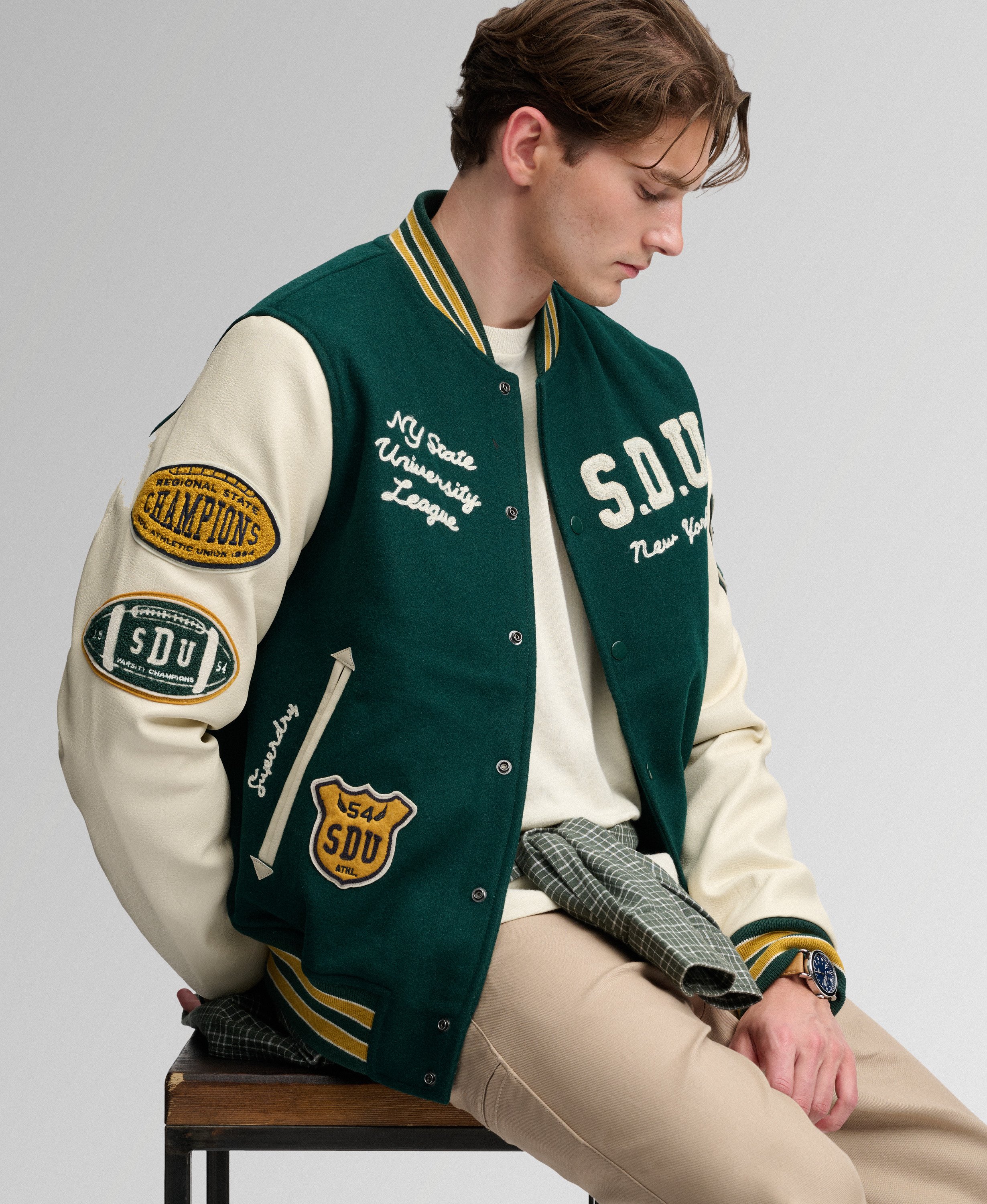 Veste Universitaire à Patchs Vintage, SUPERDRY