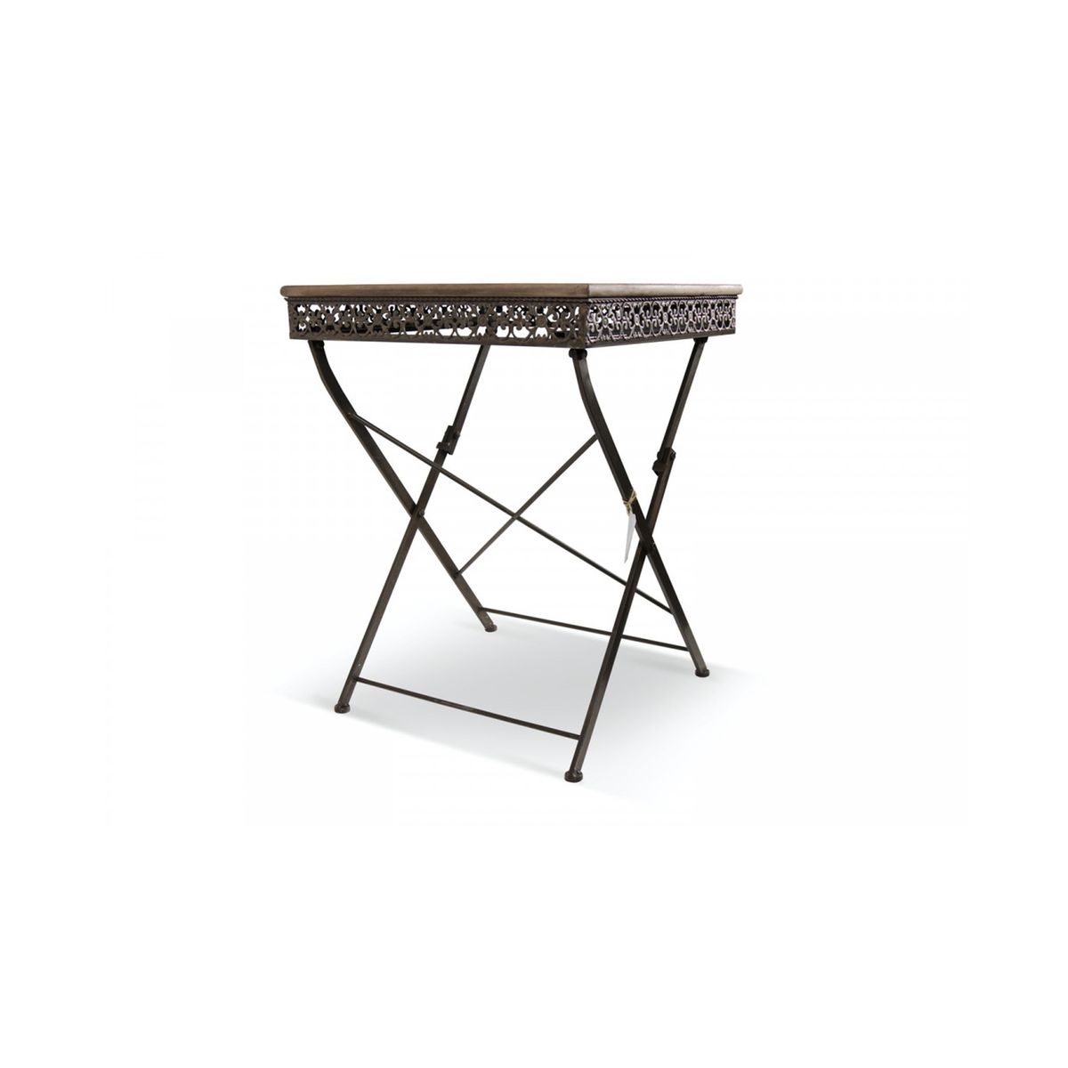 Table d'appoint pliante bois et métal noir - 60x60x76cm Couleur noir  Atmosphera