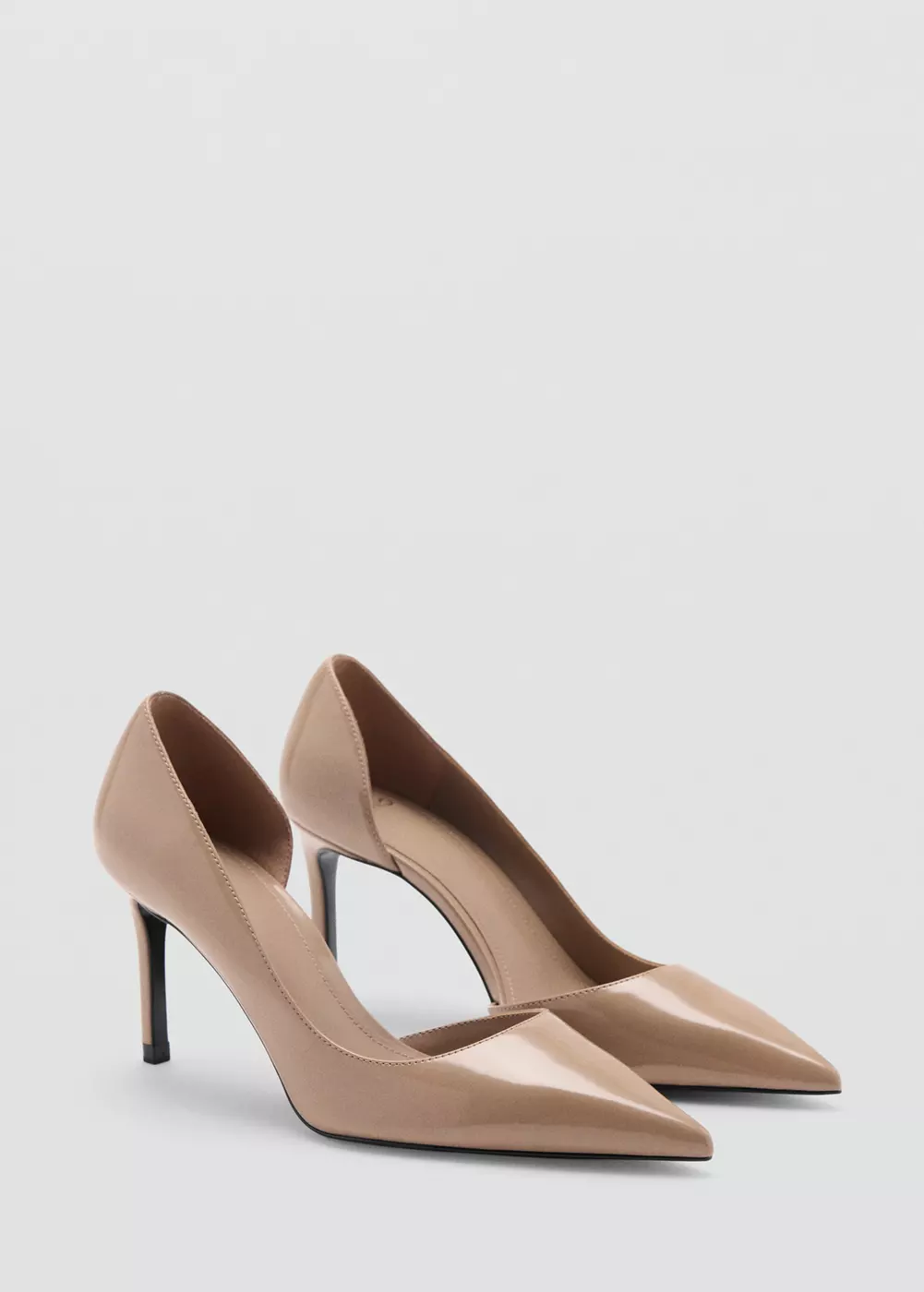 Chaussures à talon en cuir vernis, MANGO