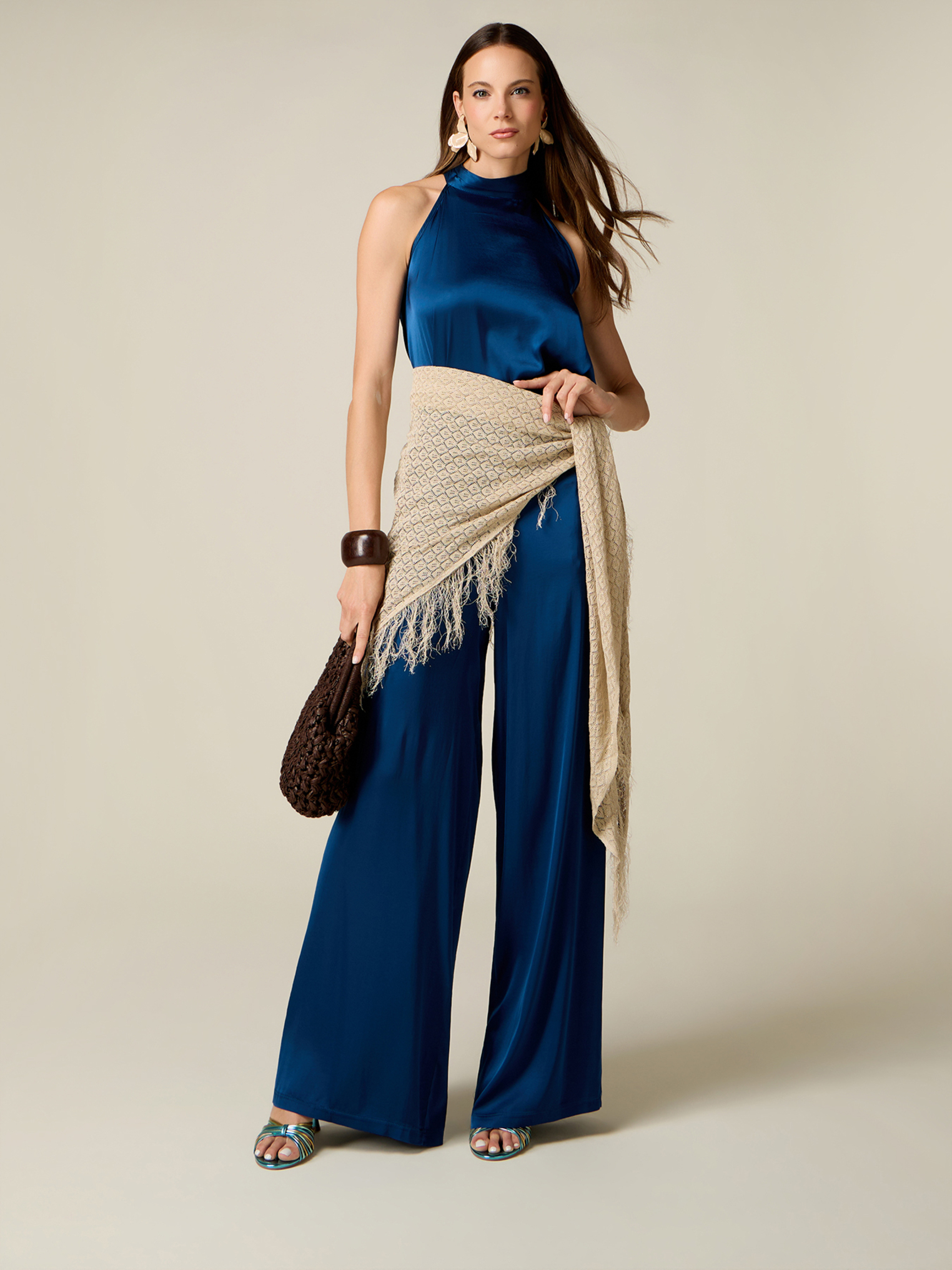 Pantalon palazzo en viscose, OLTRE