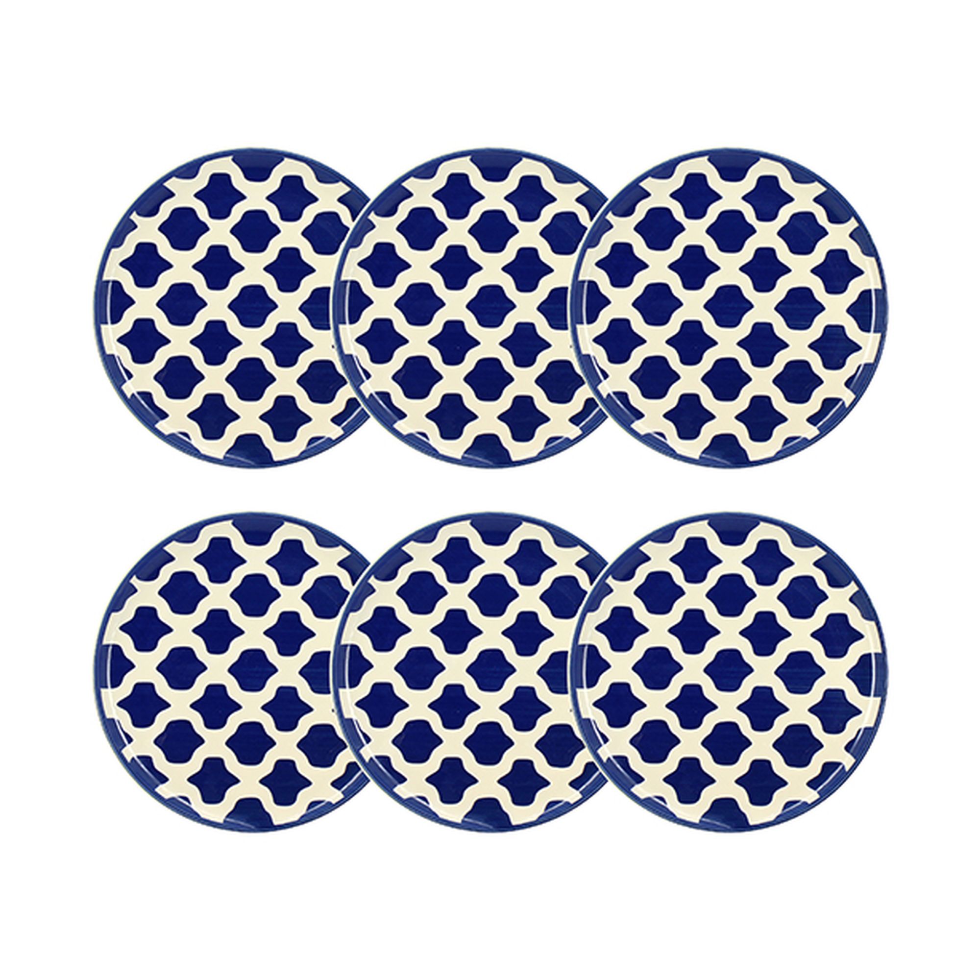 Lot de 6 assiettes plates 26cm en grès, PALM BEACH, NOVASTYL