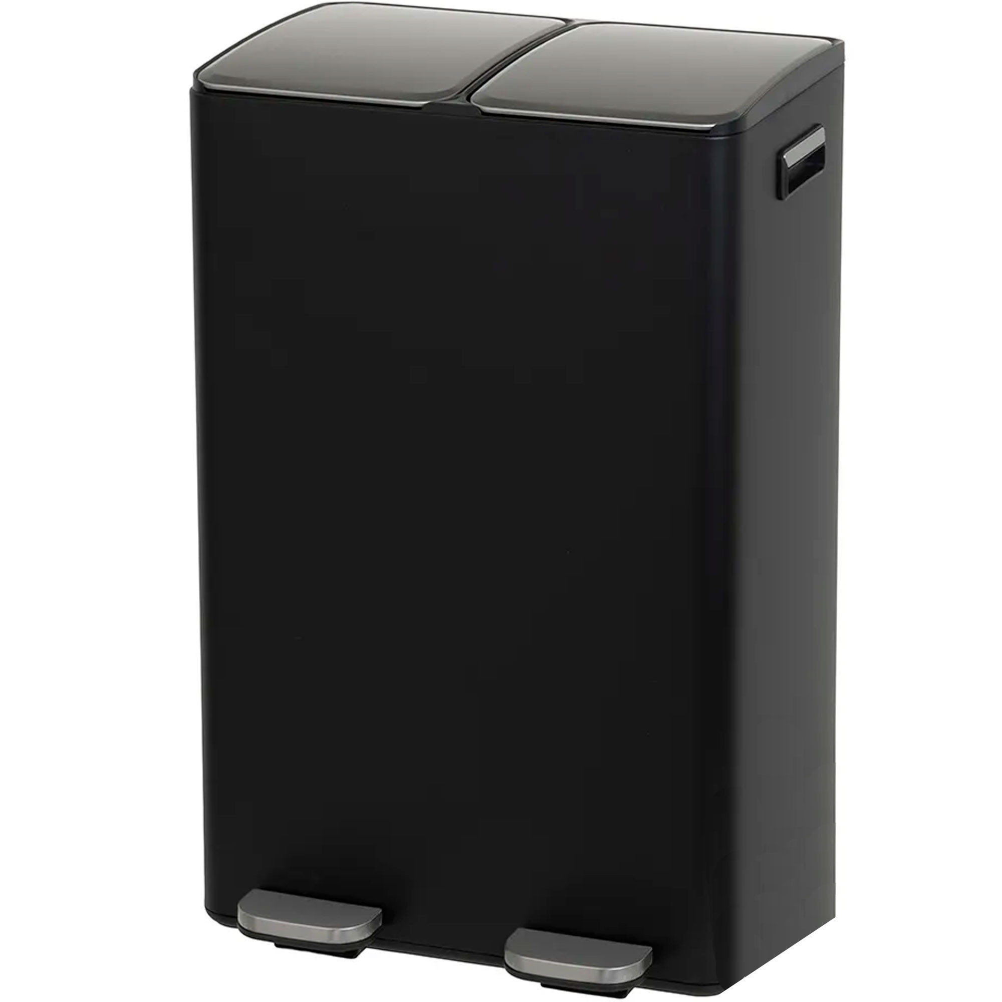 Poubelle de tri double compartiment métal noir 2x30L, WADIGA