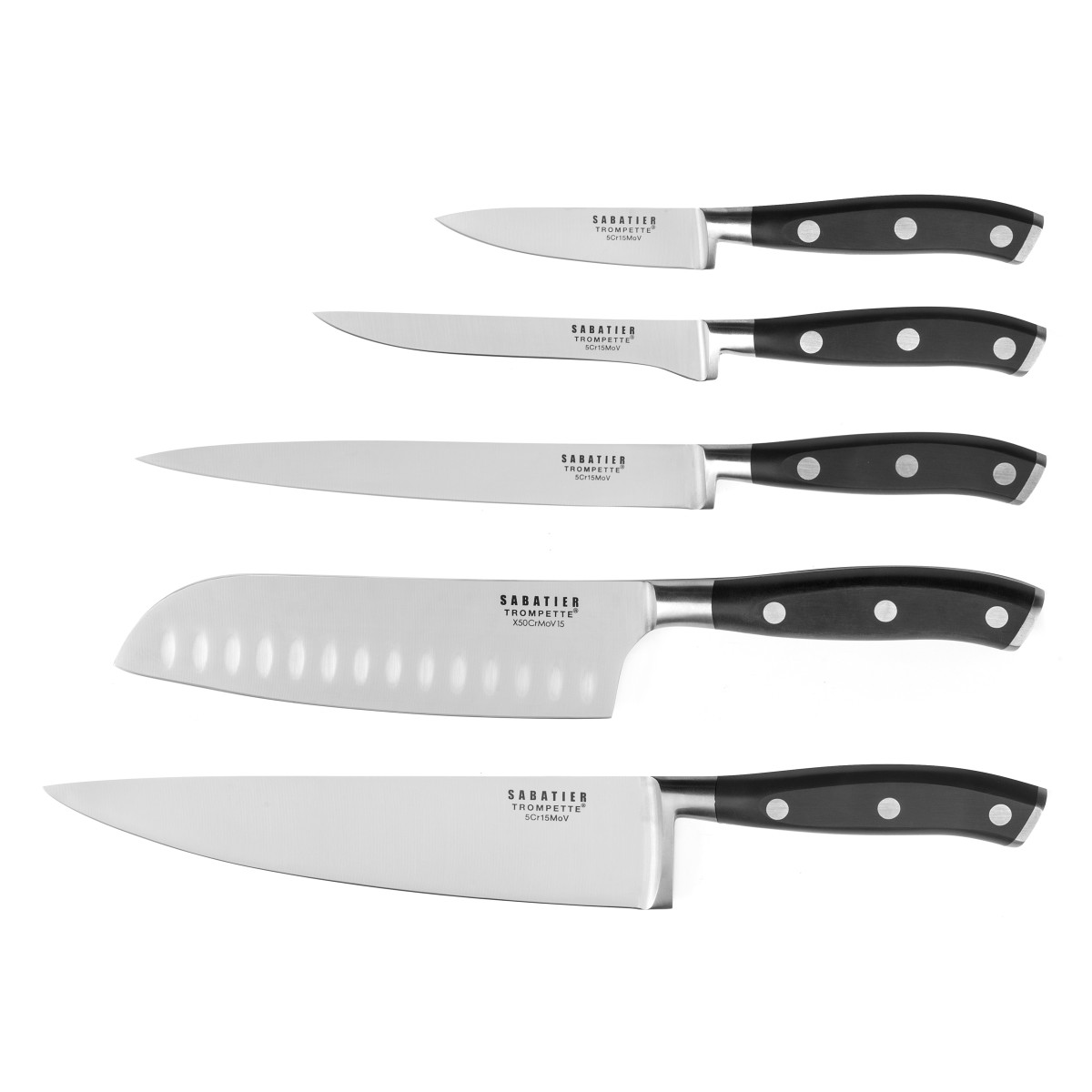 Set 5 couteaux de cuisine - VULCANO, SABATIER TROMPETTE