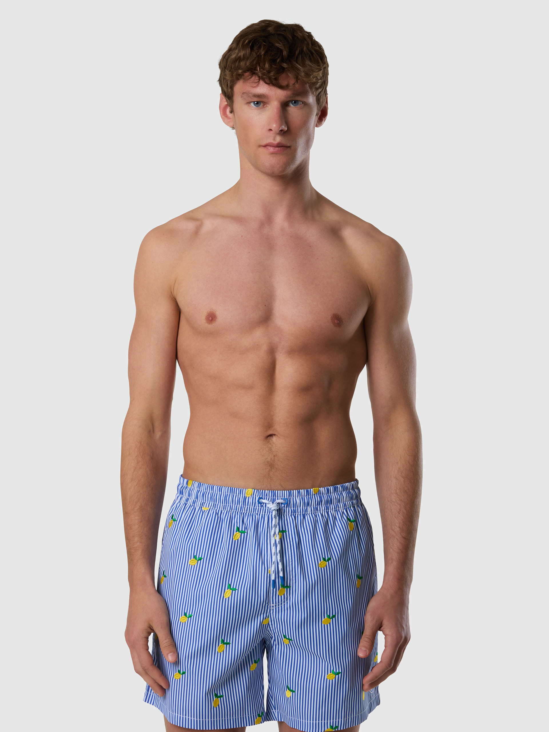 Short de bain brodé à rayures fines, NORTH SAILS