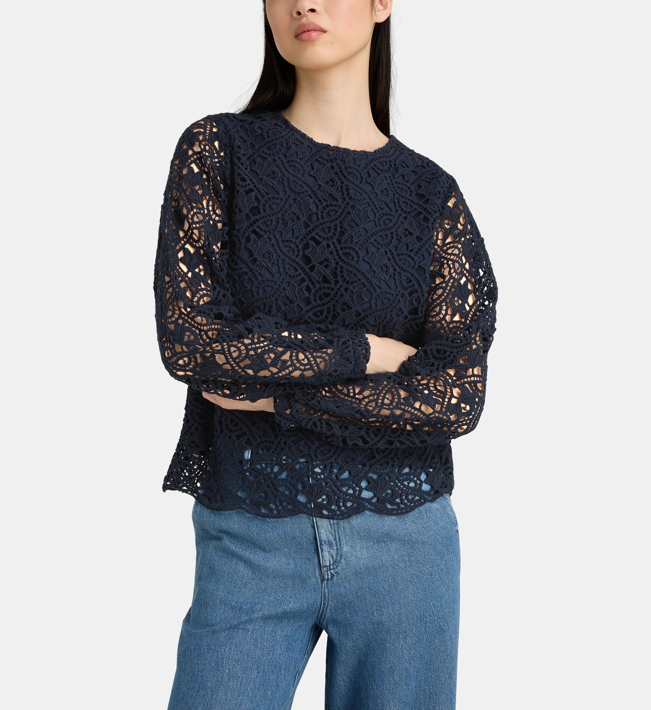 Top ostoya maille ajourée crochet coton bio, JODHPUR
