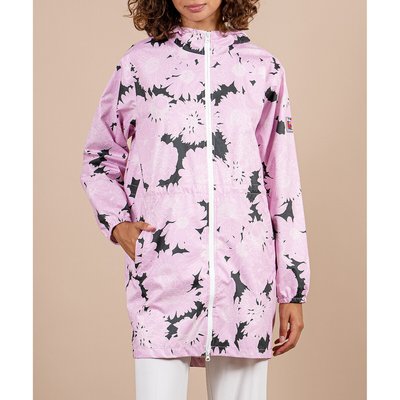 Amelot Recycled Hooded Windbreaker in Floral Print with Zip Fastening FLOTTE