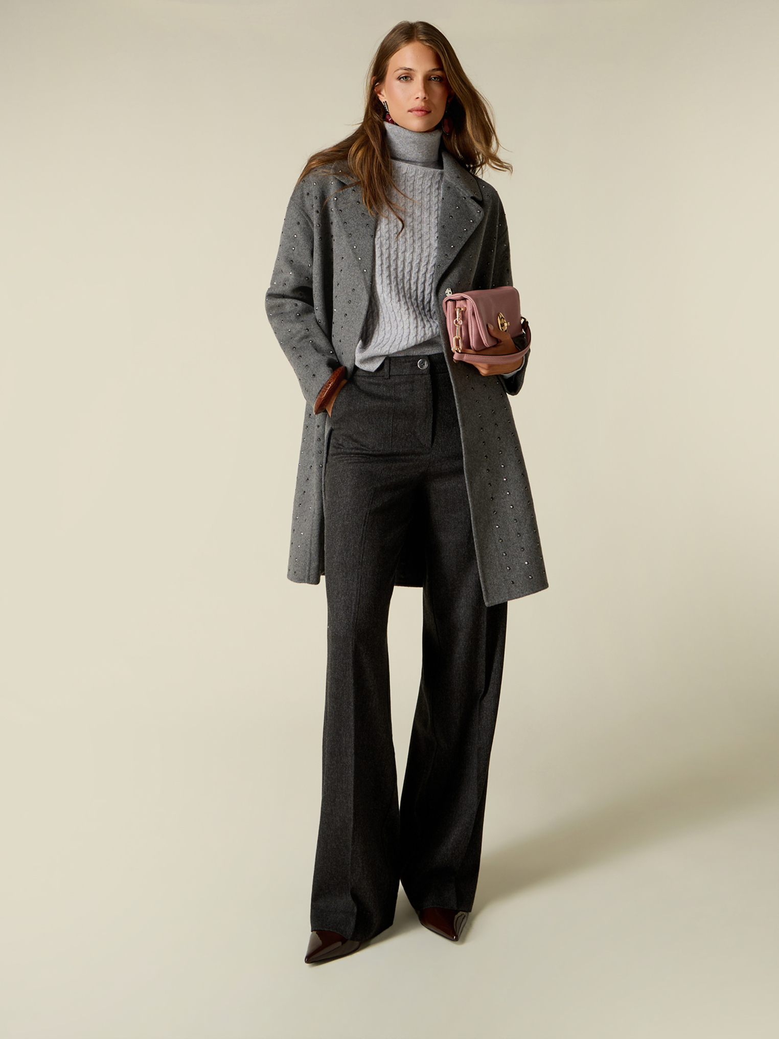Pantalon palazzo en flanelle avec poches, OLTRE