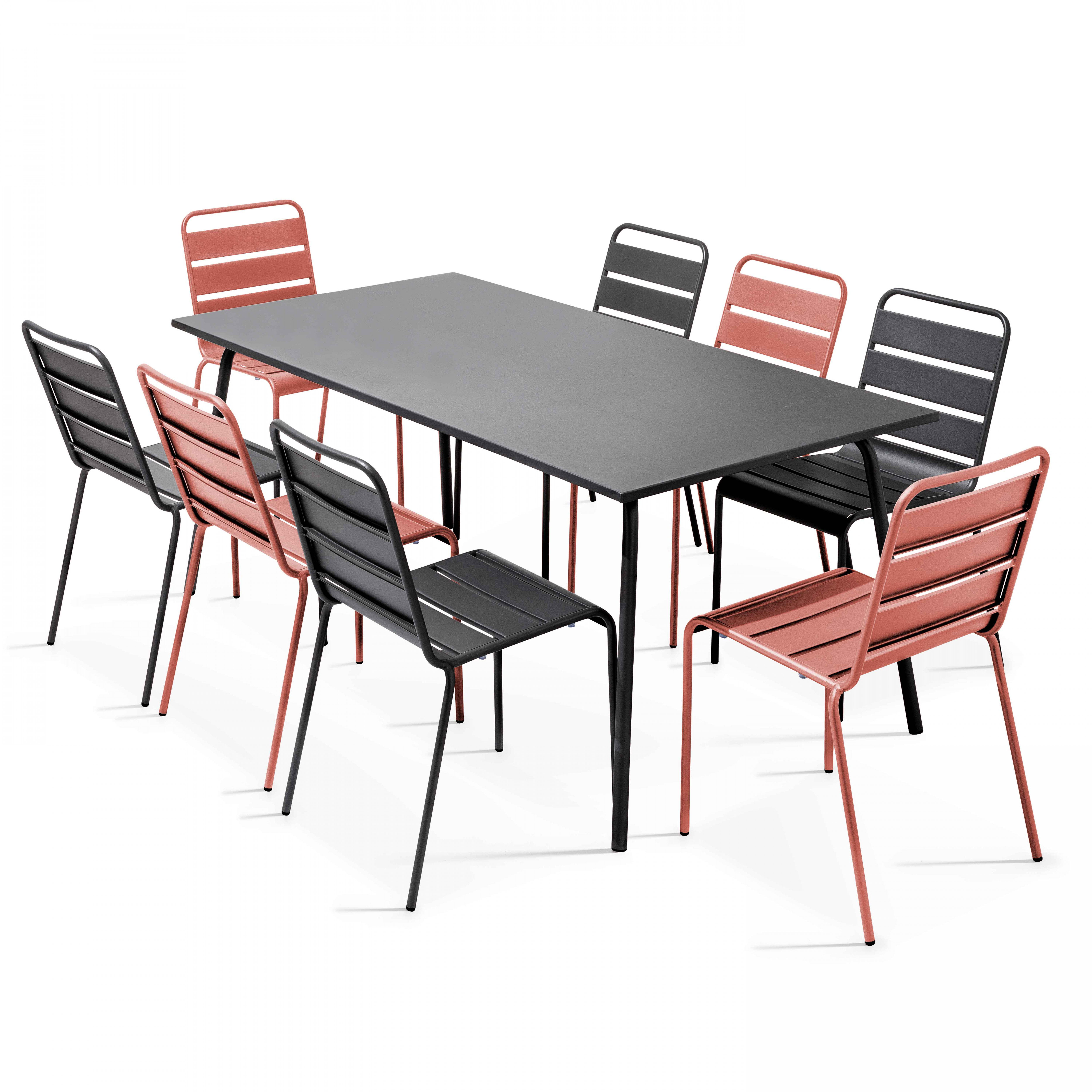 Salon de jardin table et 8 chaises coloris dépareillés, PALAVAS, OVIALA