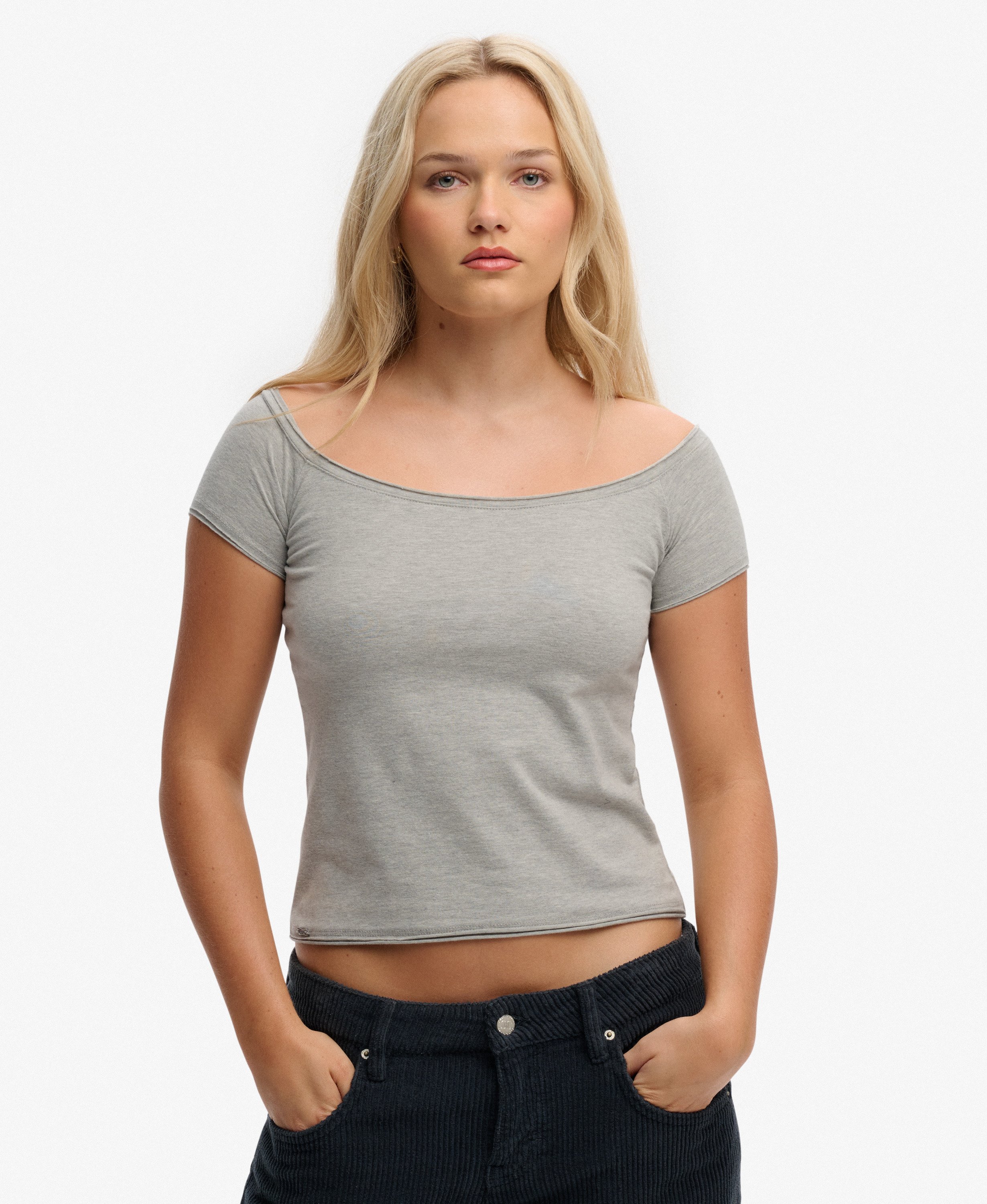 Top Bardot Épaules Dénudées Coupe Ajustée, SUPERDRY