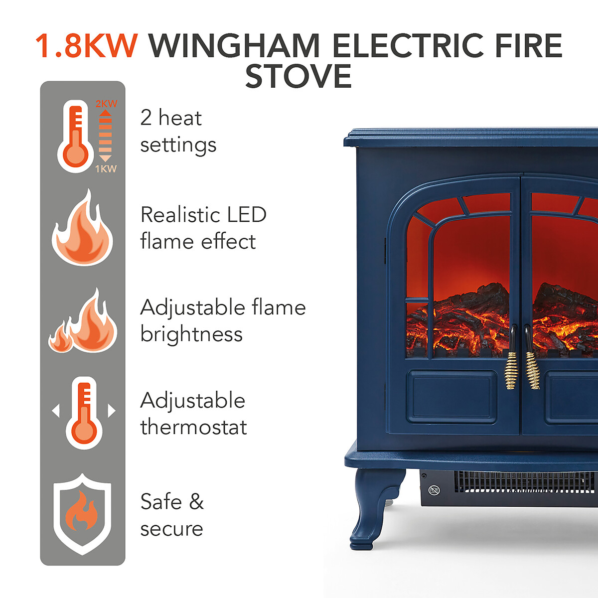 Wingham double door electric stove - blue - wl46019, blue, Warmlite | La  Redoute