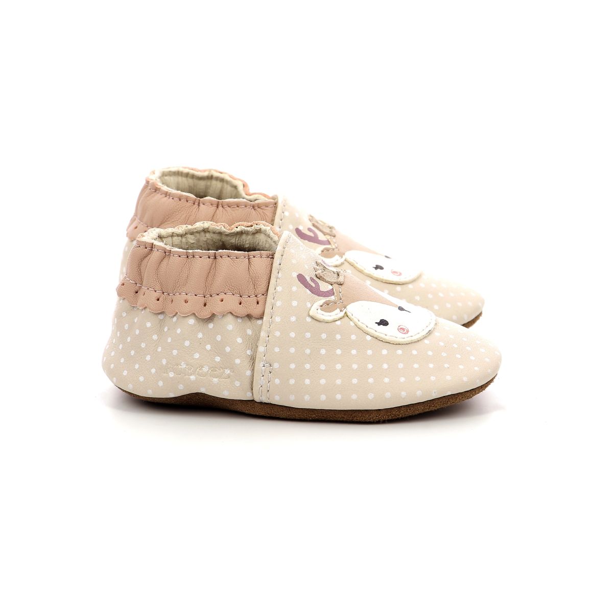 Chaussons cuir fancy snow beige Robeez La Redoute