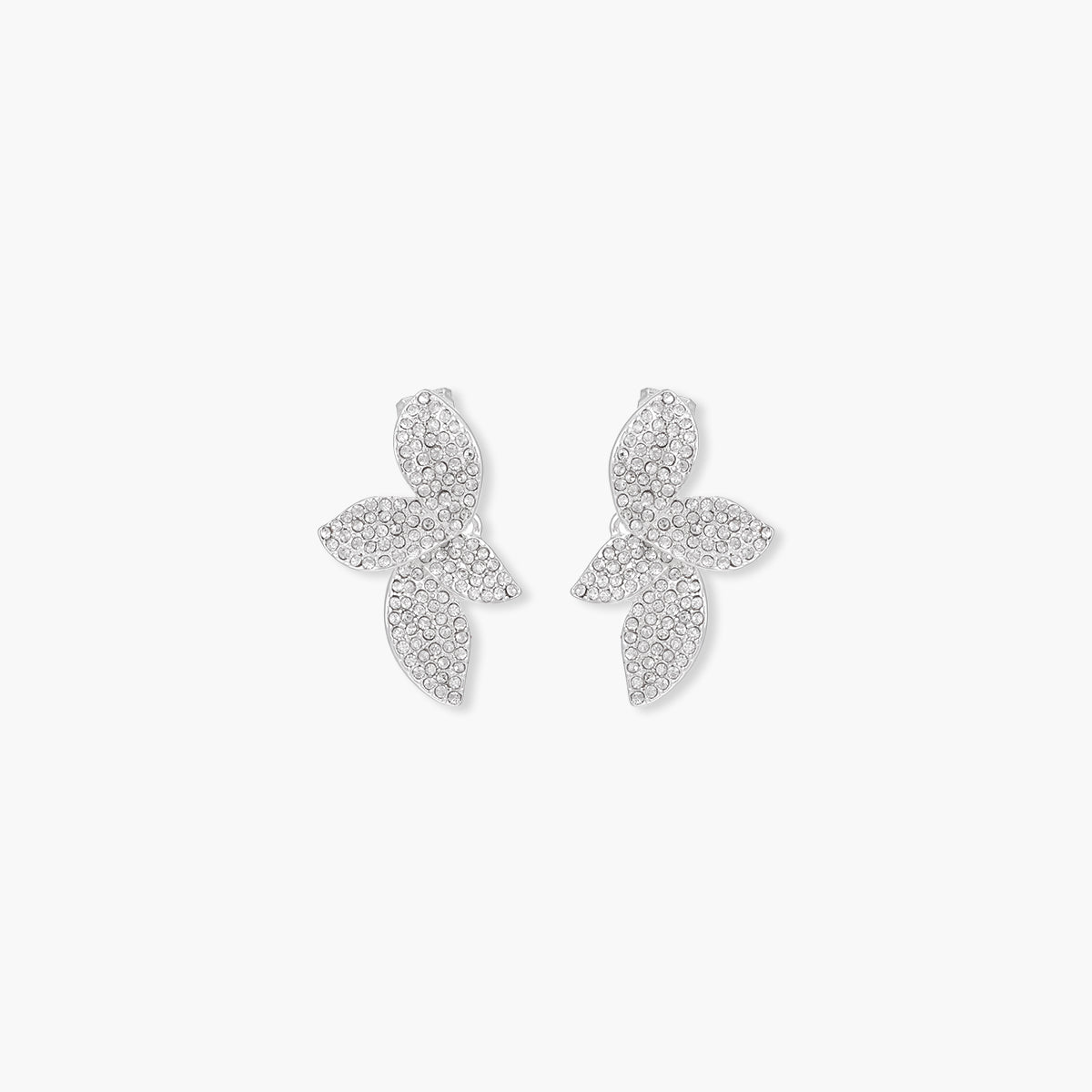 Boucles d'oreilles clips - feuilles strassées argentées, BALABOOSTE