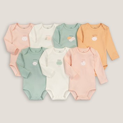 Pack of 7 Bodysuits in Cotton with Long Sleeves LA REDOUTE COLLECTIONS