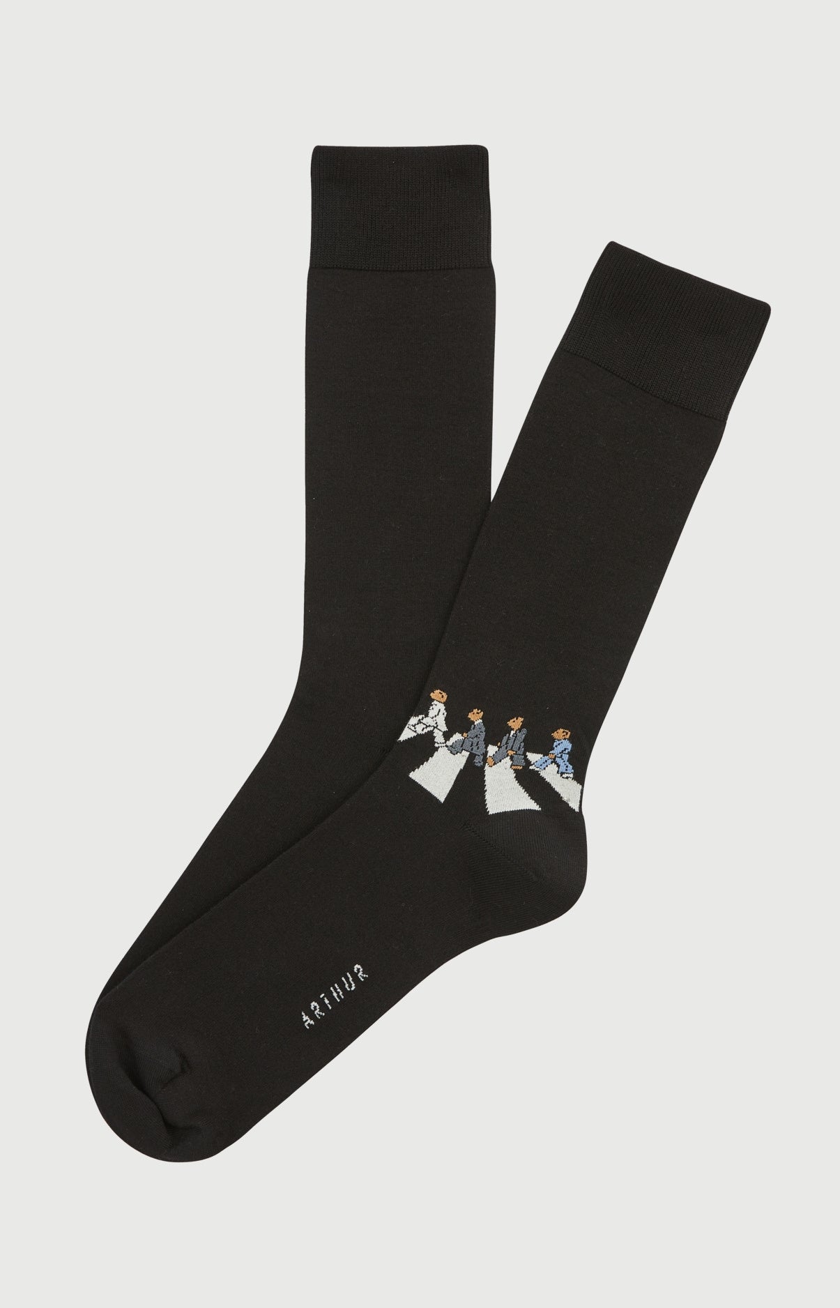 Chaussettes en coton imprimé A'Bear road Noir, ARTHUR