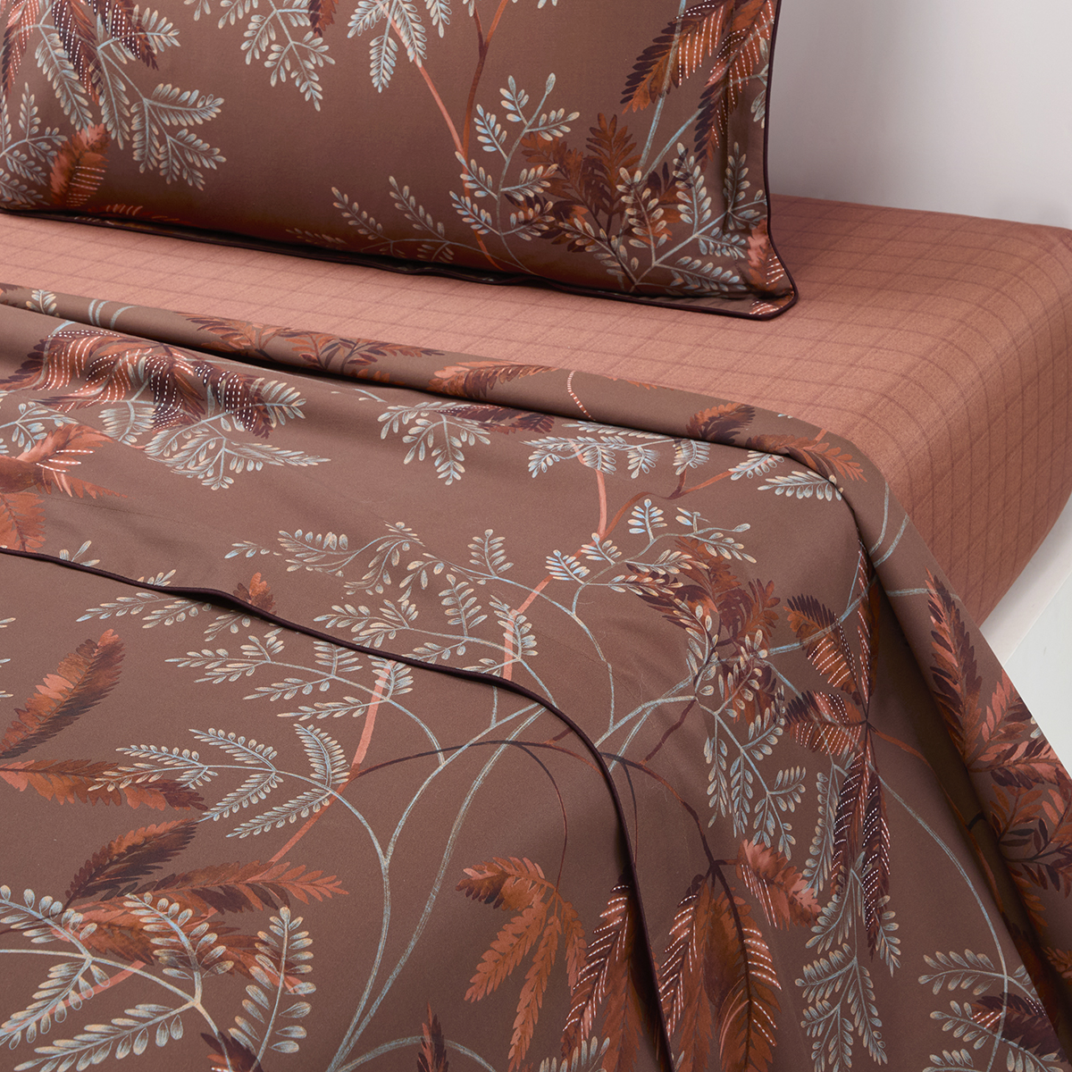 Drap plat en satin de coton marron, MEAULNES, DESFORGES