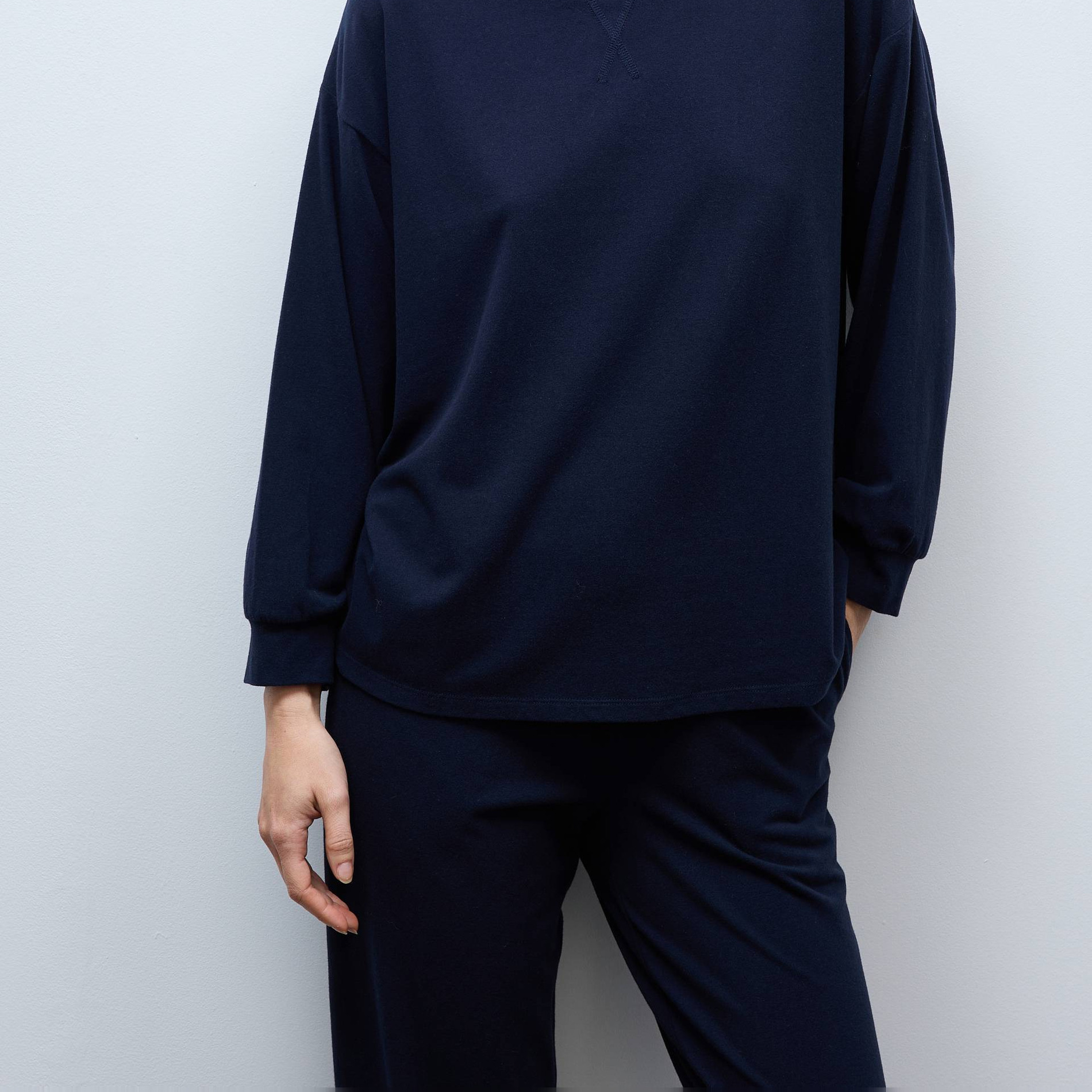 Sweat uni en coton et modal, MONOPRIX