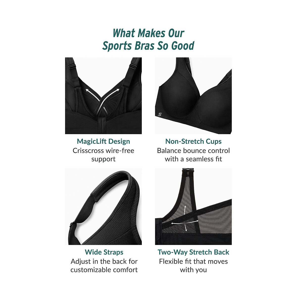 Magic lift sports bra without underwiring black Glamorise