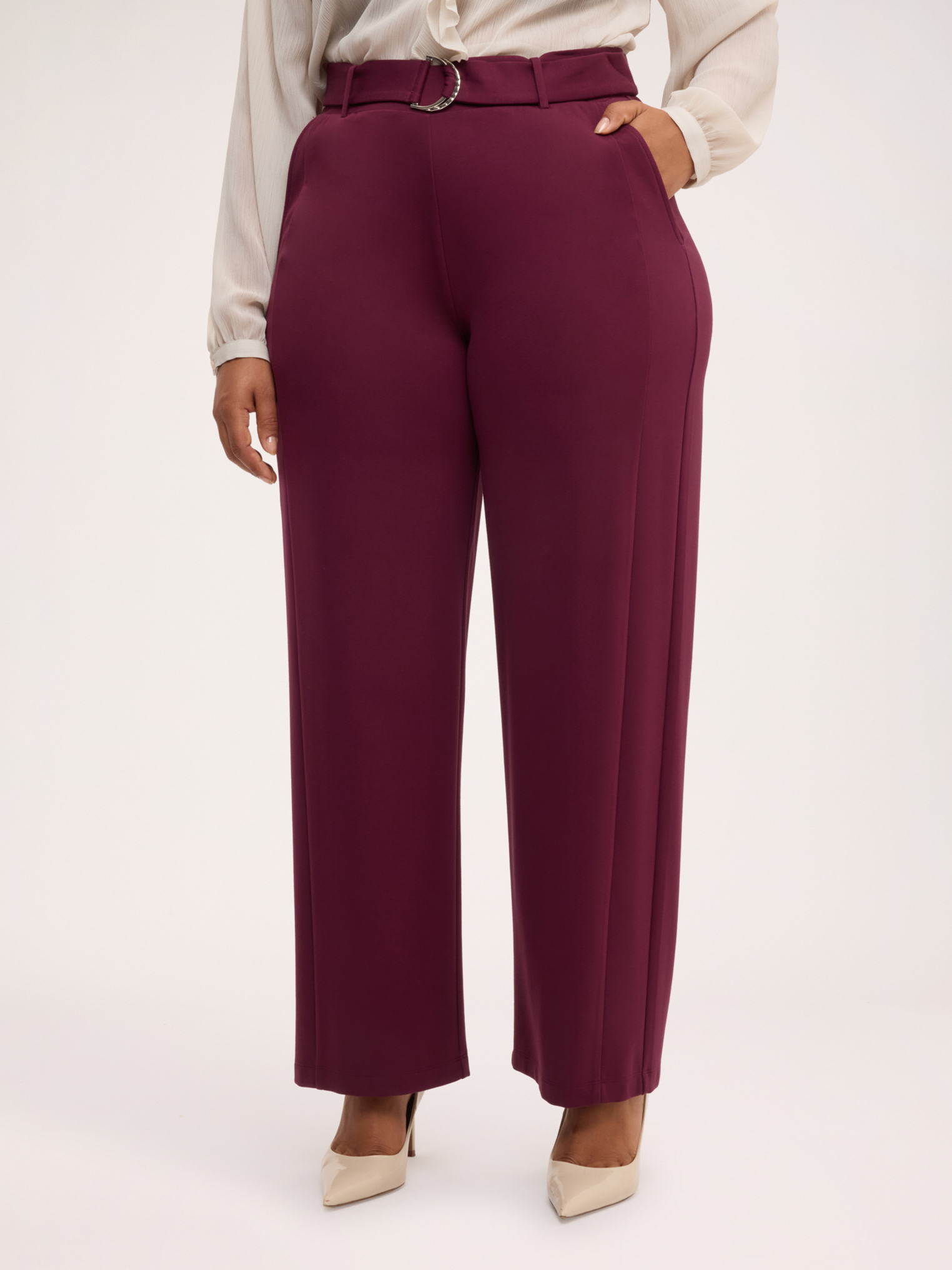 Pantalon Wide Leg avec ceinture à anneau, FIORELLA RUBINO