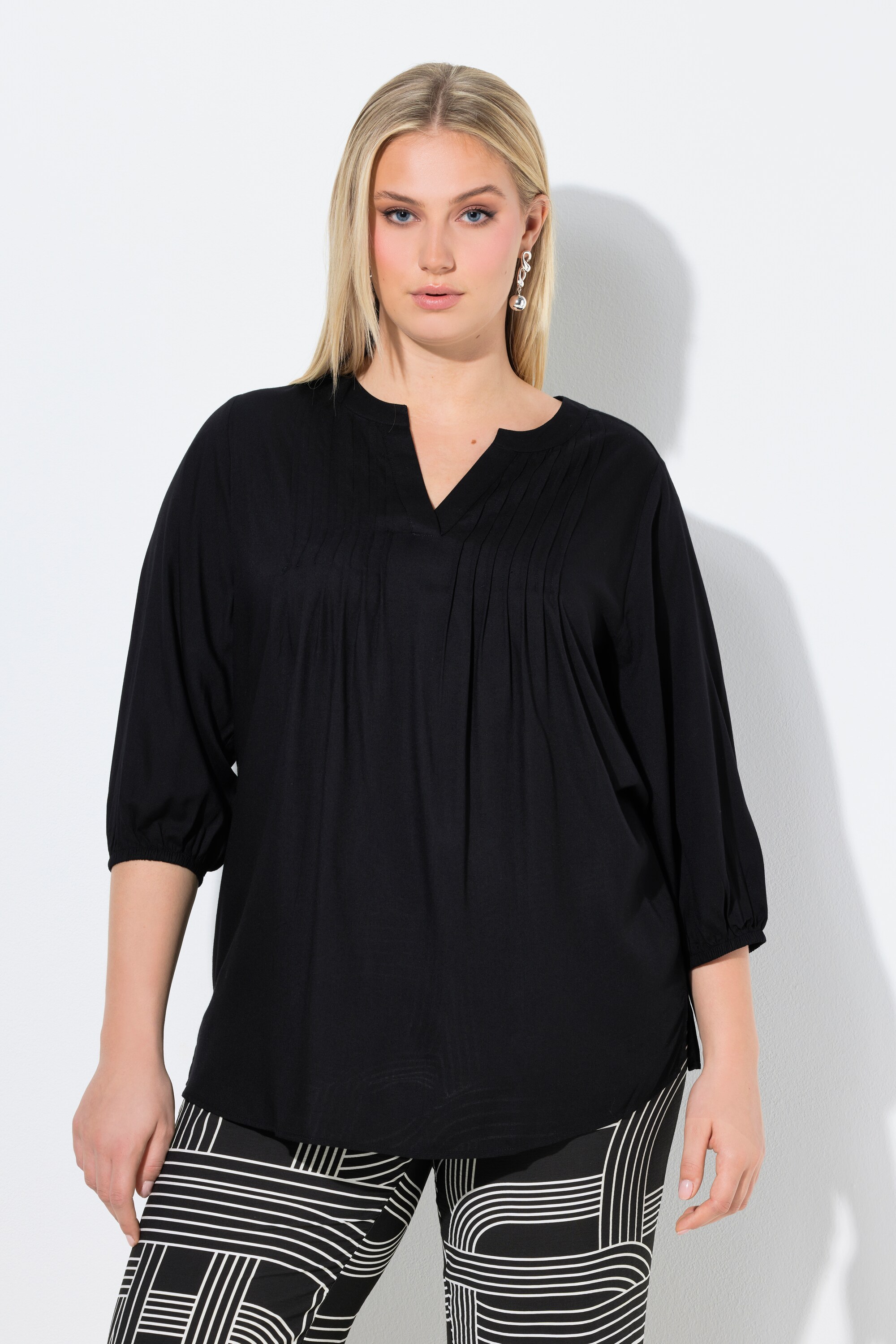 Blouse avec passepoils, ULLA POPKEN