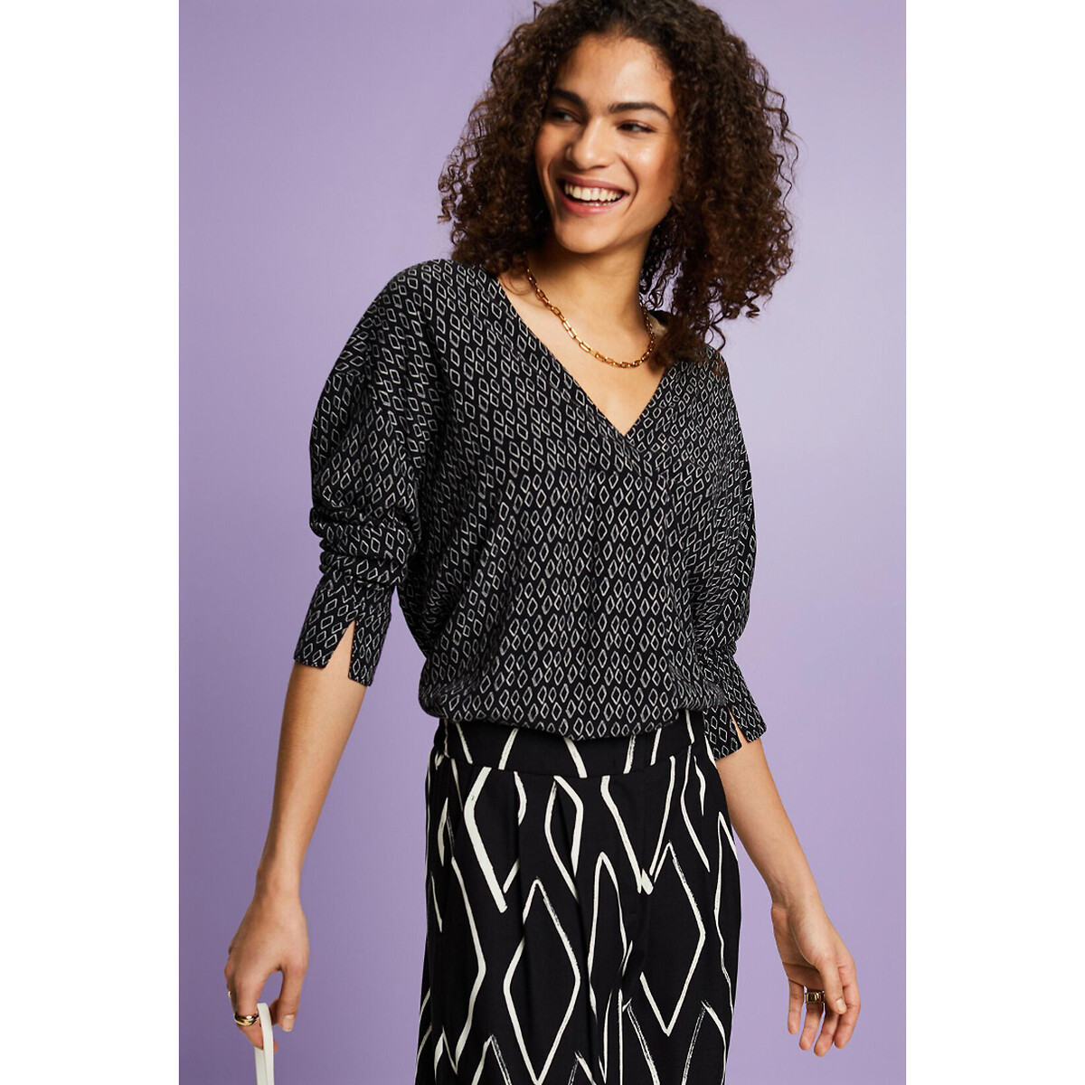 Blouse Tunique Noire Esprit - Taille S/36 - Coton - Manches Longues - Occasion Très Bon État