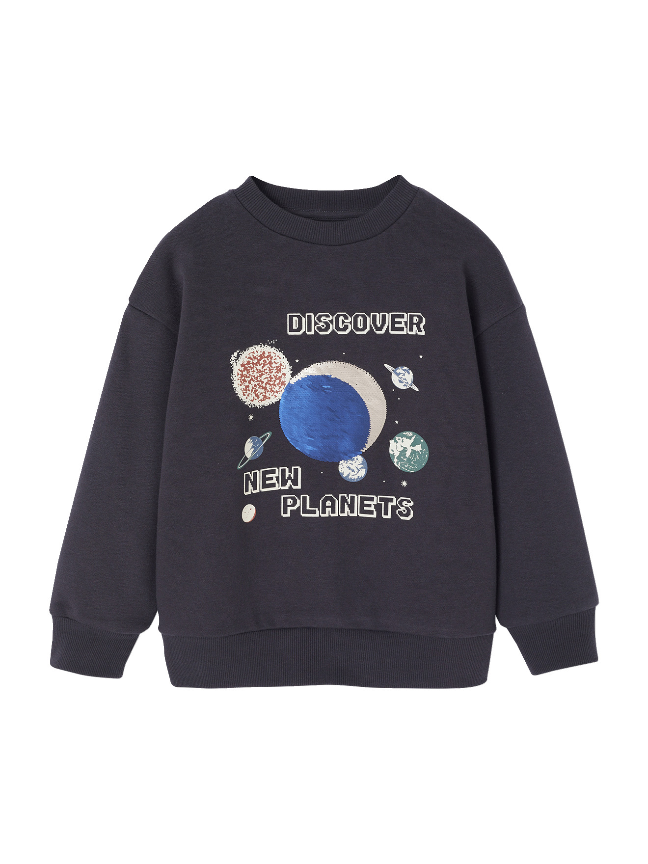 Sweat Planètes Sequins Garçon, VERTBAUDET