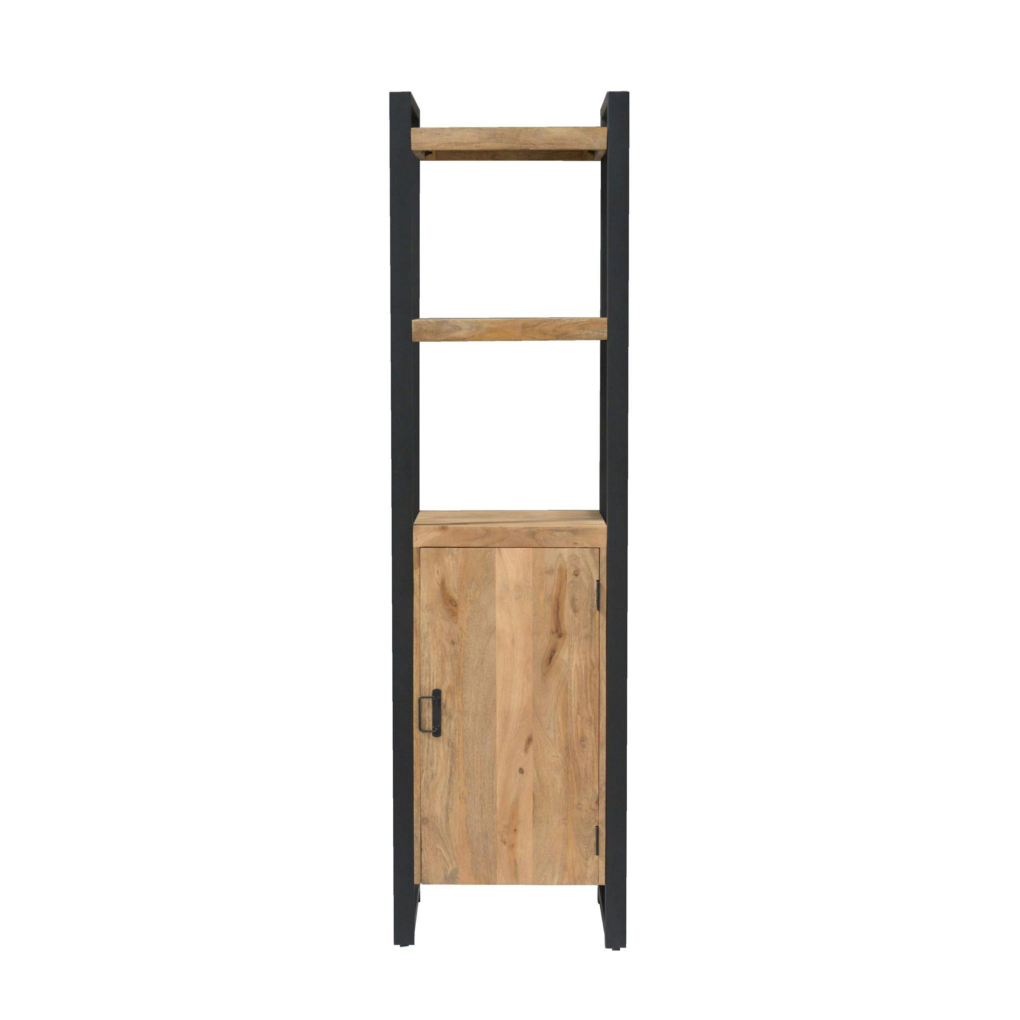 Colonne salon bois métal 1 porte 2 plateaux MILORA, PIER IMPORT