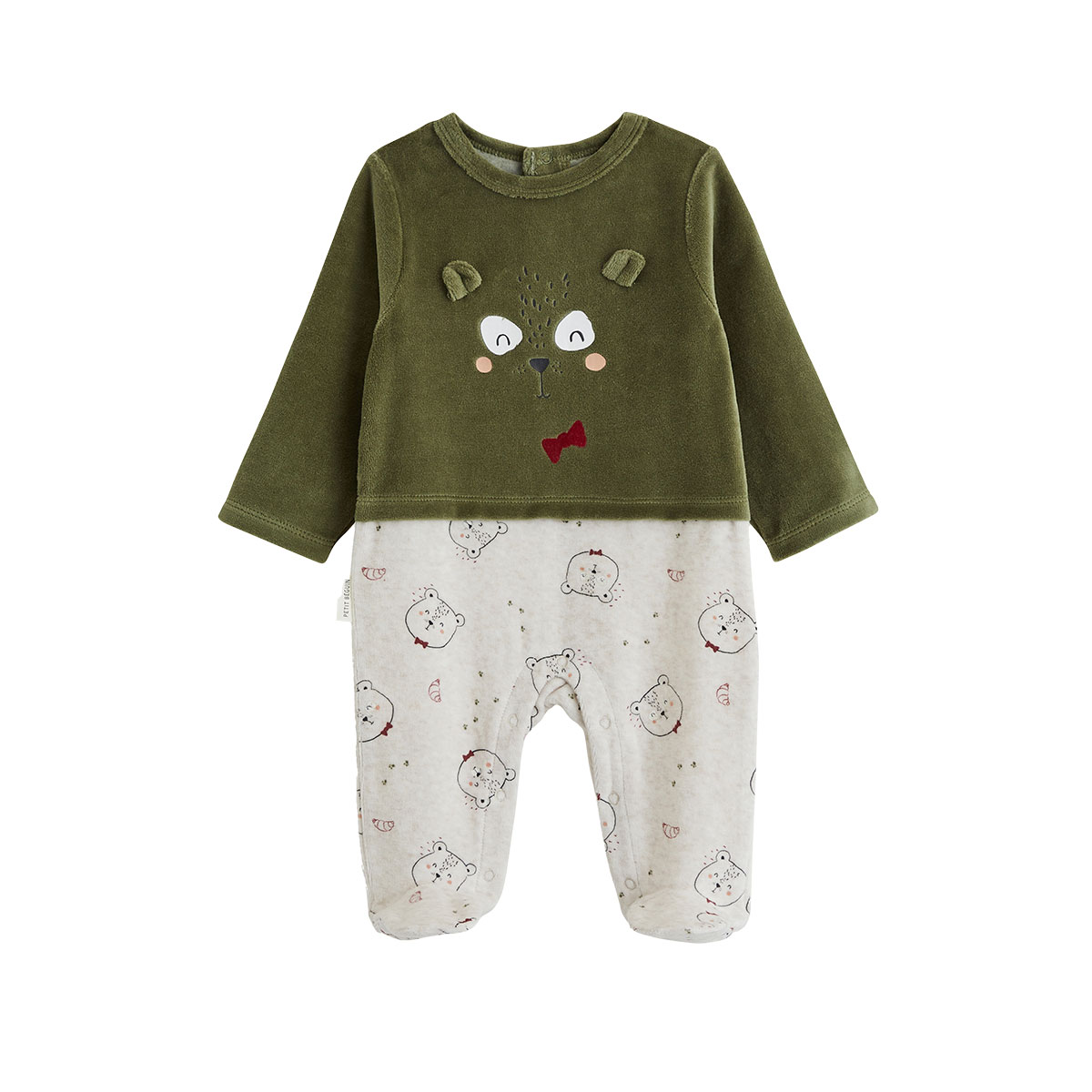 Pyjama bébé en velours Pistache, PETIT BEGUIN