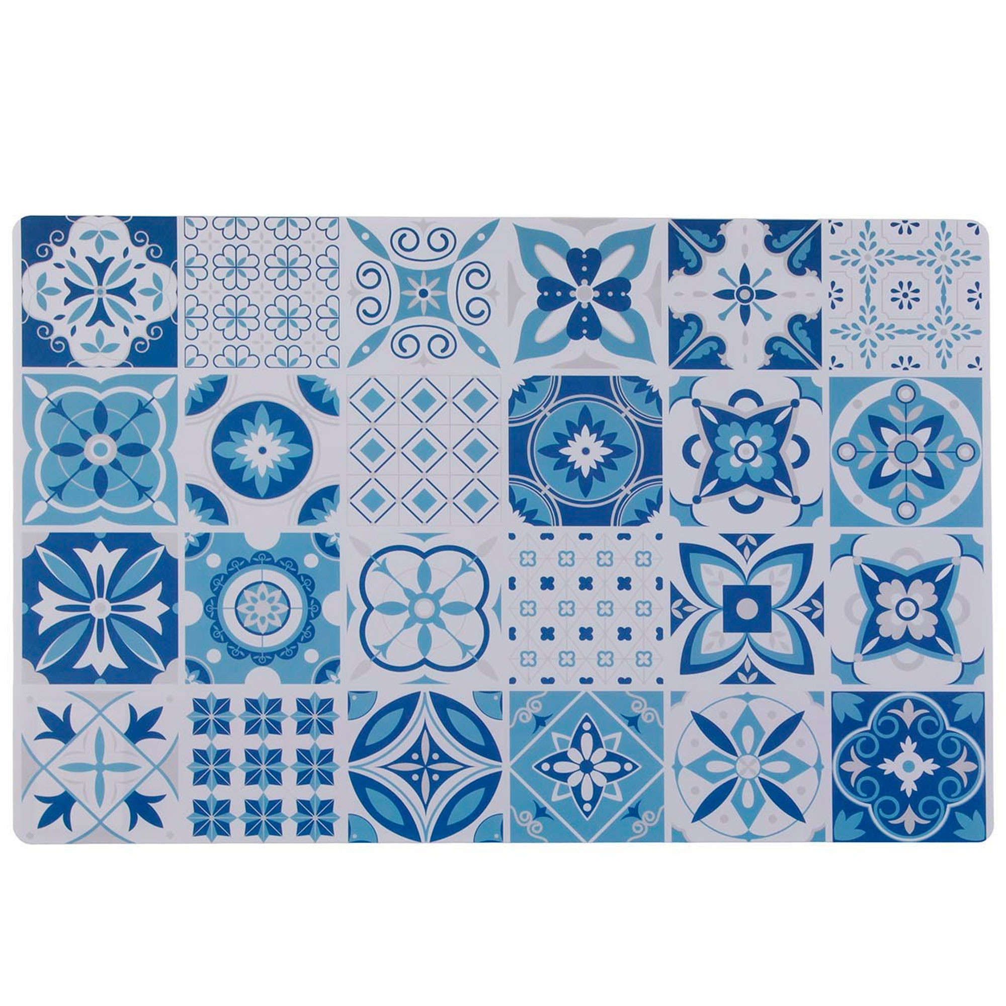 Set de table bleu et blanc carreaux de ciment 43.5x28cm, VERSA