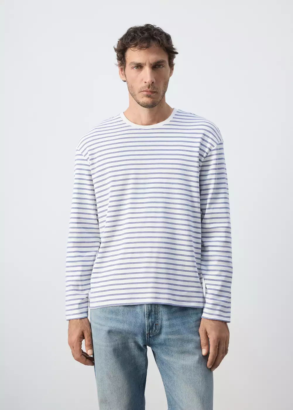 T-shirt 100 % coton rayures, MANGO MAN