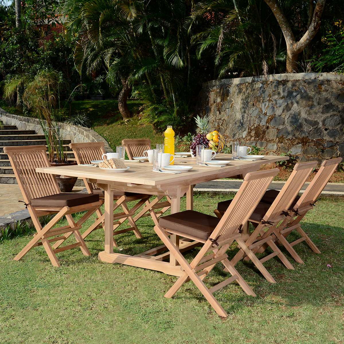 Salon de jardin en teck massif Caraibes, 6 places, TECK ATTITUDE