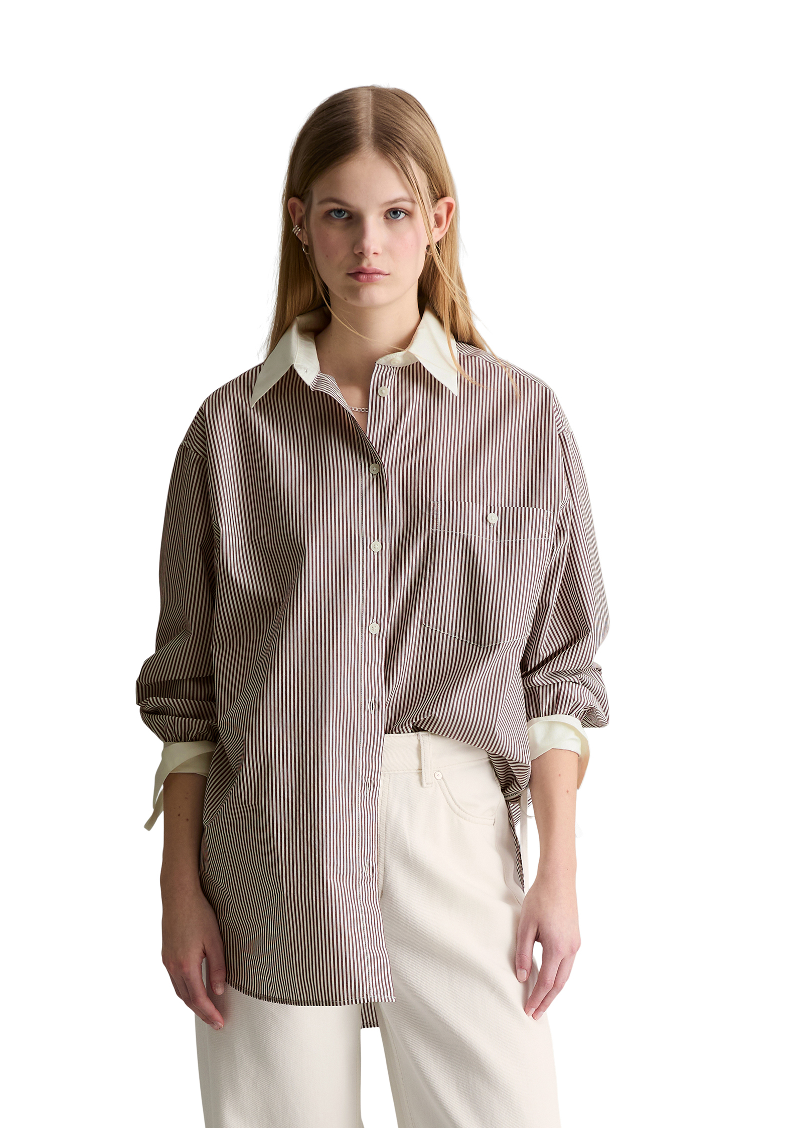 Blouse à rayures loose en popeline Papertouch, MARC O’POLO DENIM